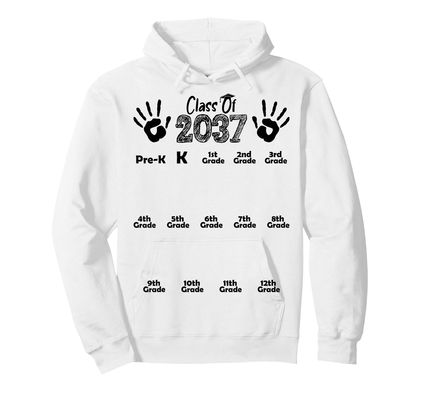 Class of 2037 Grow With Me Shirt Handprint Pre-K 12th Grade T-Shirt