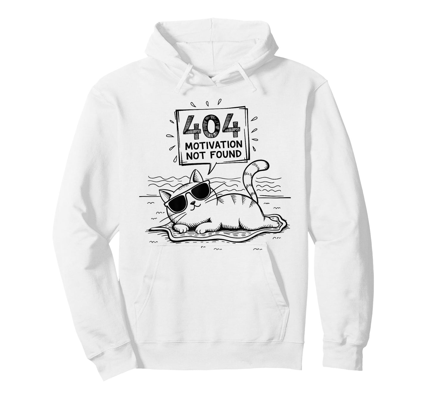 404 Motivation Not Found Funny Lazy Cat Humor Cat Lady T-Shirt