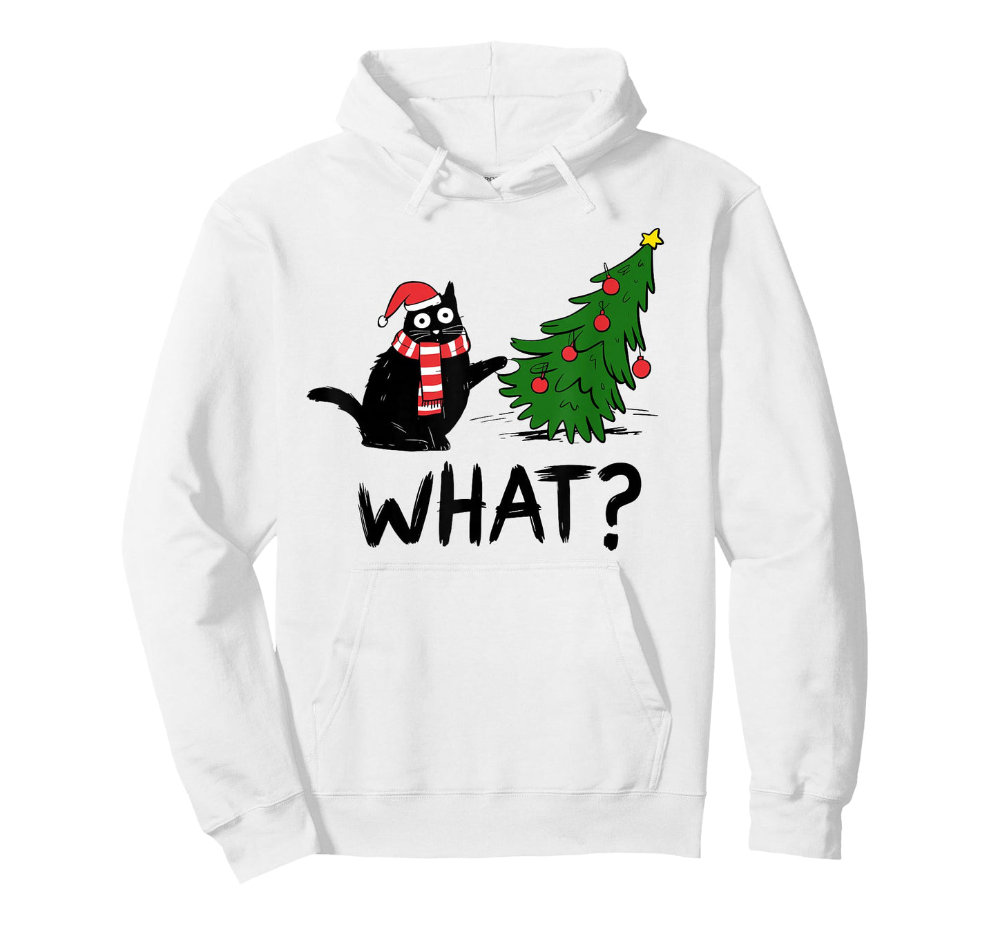 Funny Black Cat Gift Pushing Christmas Tree Over Cat What T-Shirt