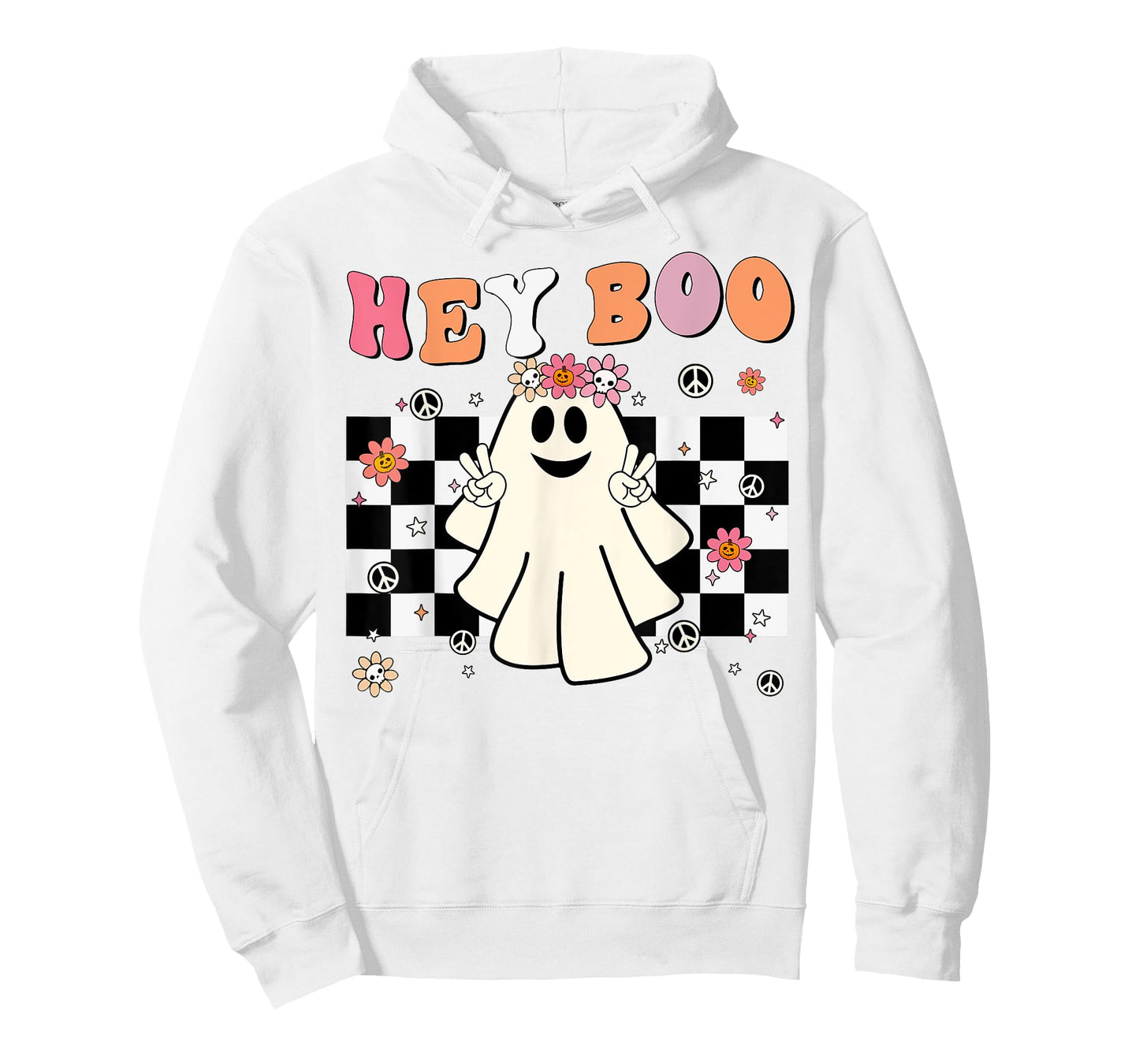 Cute Hey Boo Ghost Women Girl Toddler Funny Halloween Groovy T-Shirt