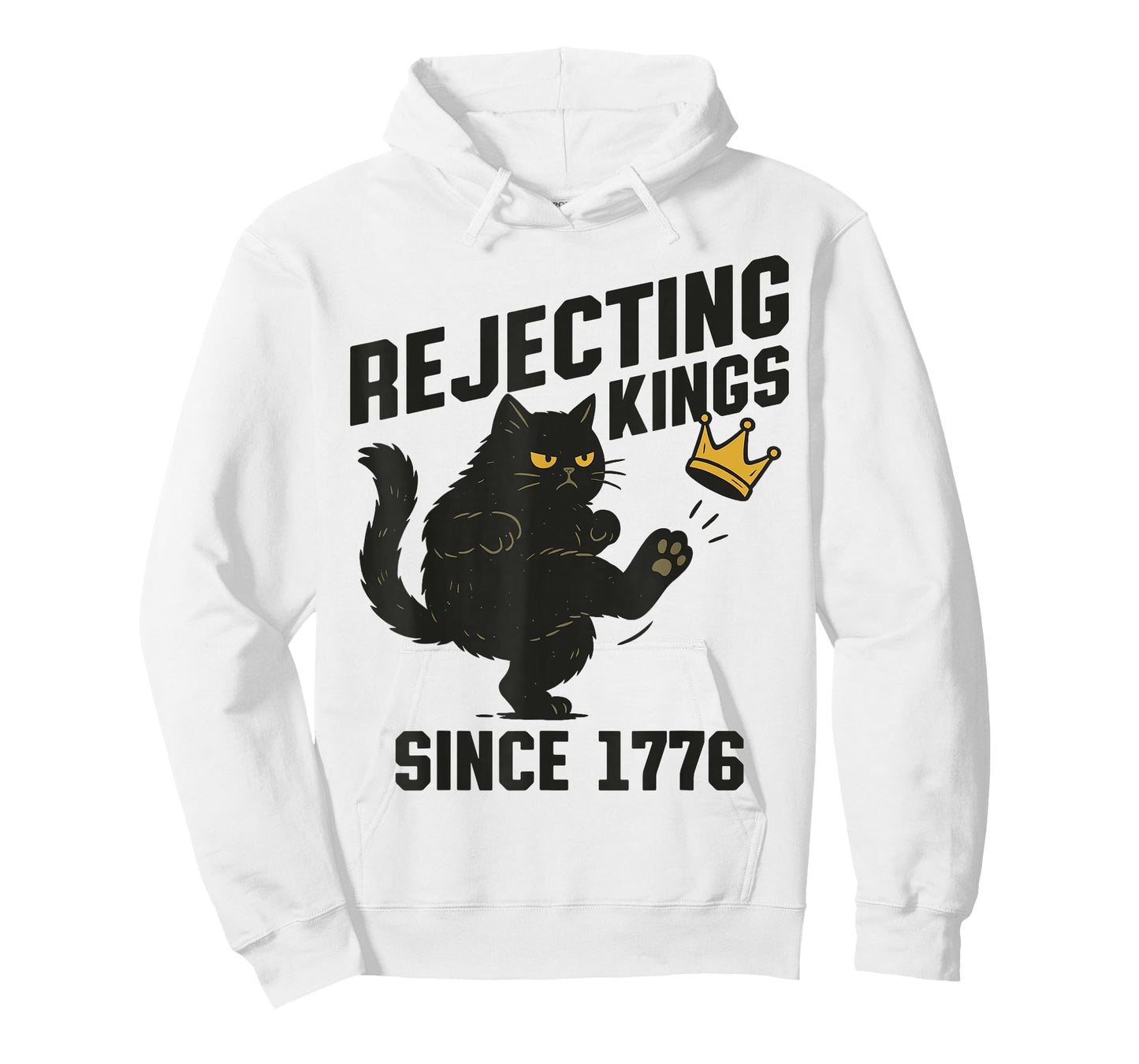 Vintage Black Cat Rejecting Kings America Since 1776 Quote T-Shirt