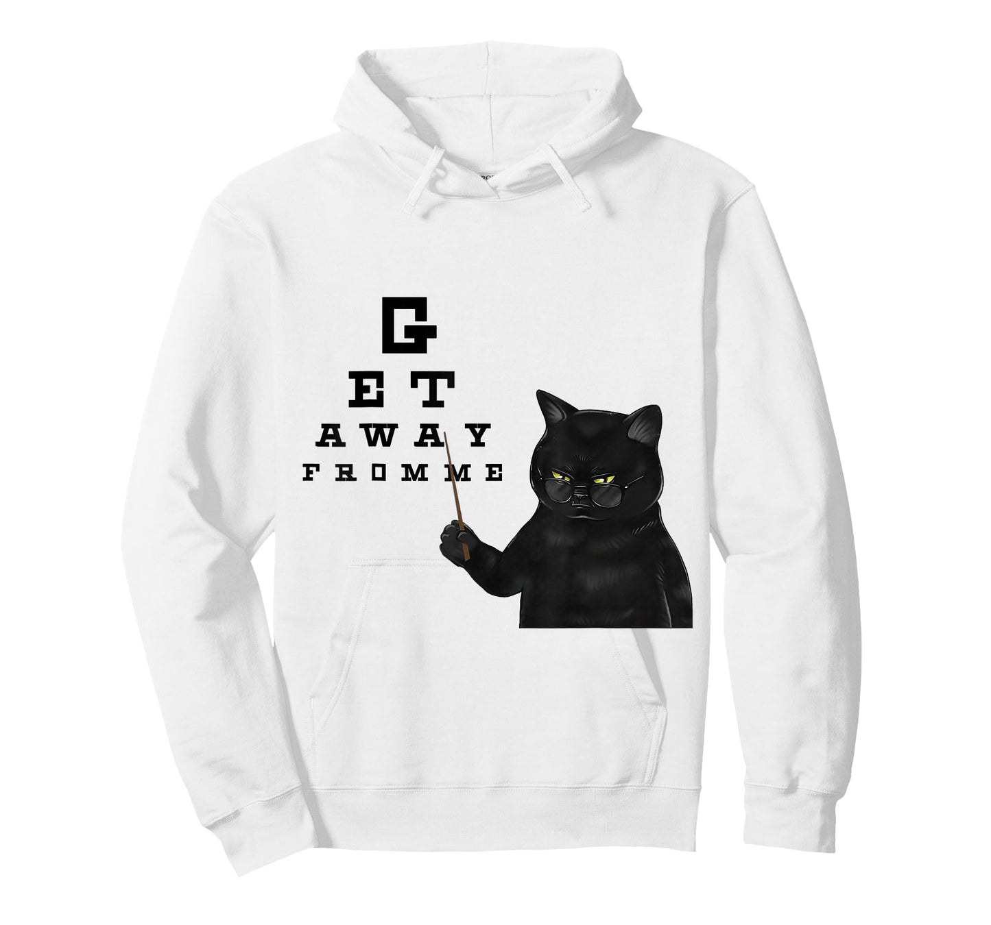 Snellen Eye Chart Black Cat Get Away From Me Funny Sarcastic T-Shirt for Men Women Girls Kids