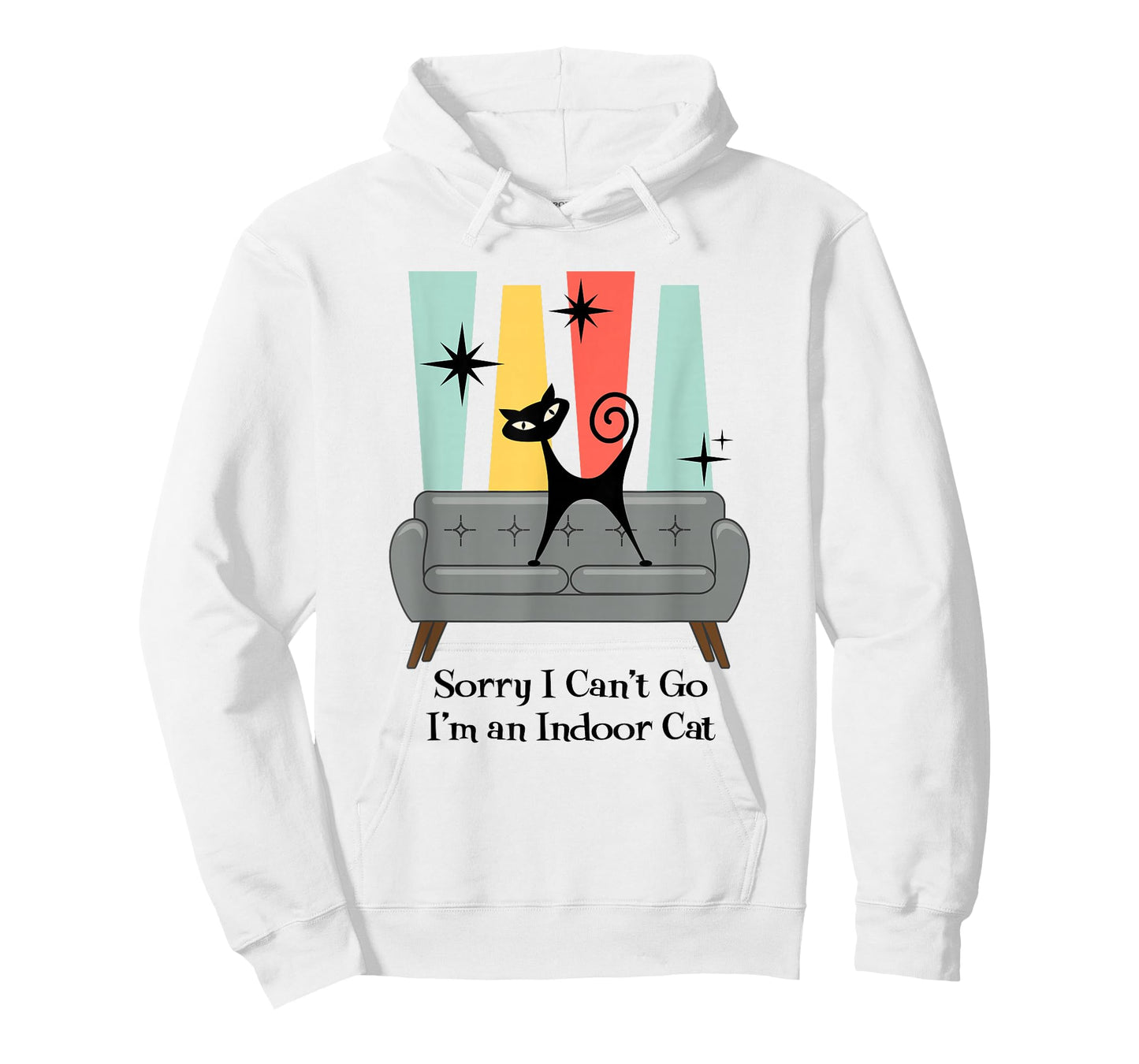 Sorry I Can't Go I'm an Indoor Cat Funny Mid Century T-Shirt
