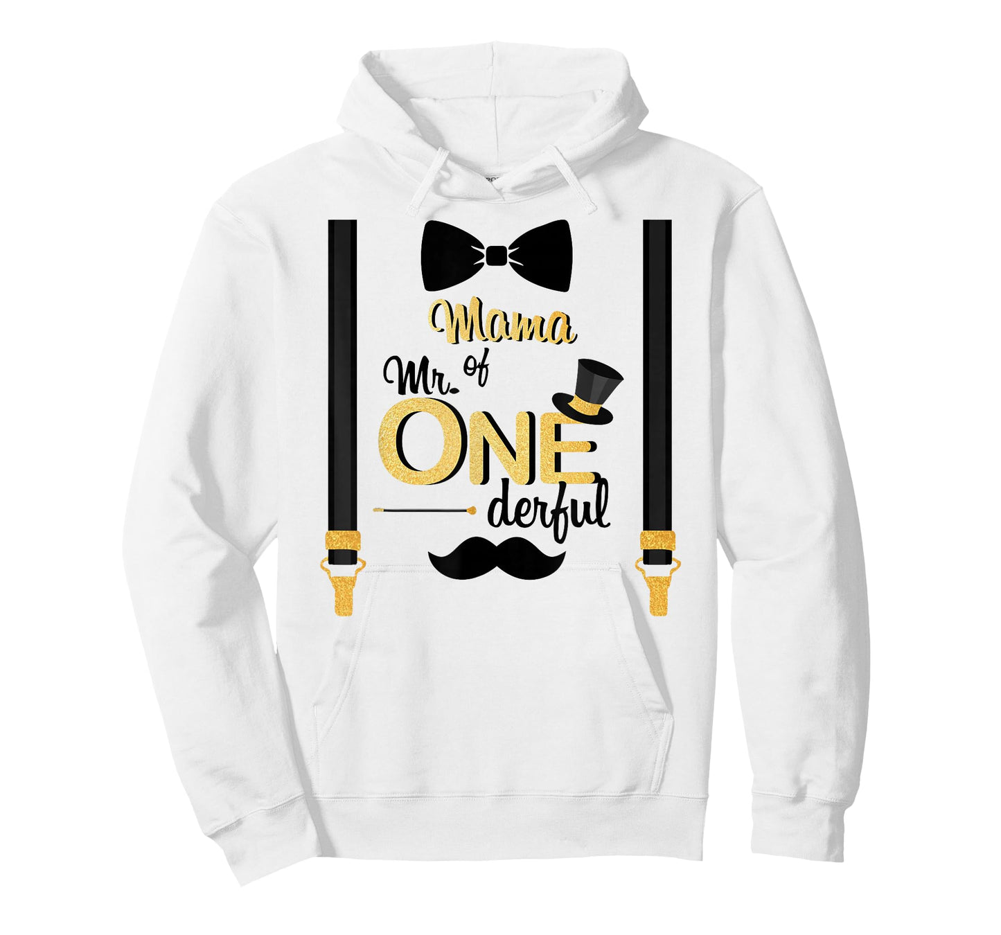 Mama Of Mr One-derful Party Gold-Black Mustache 1st Birthday T-Shirt