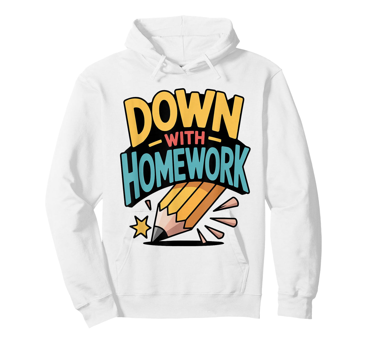 Down with Homework Funny Student Pencil School Humor Joke T-Shirt