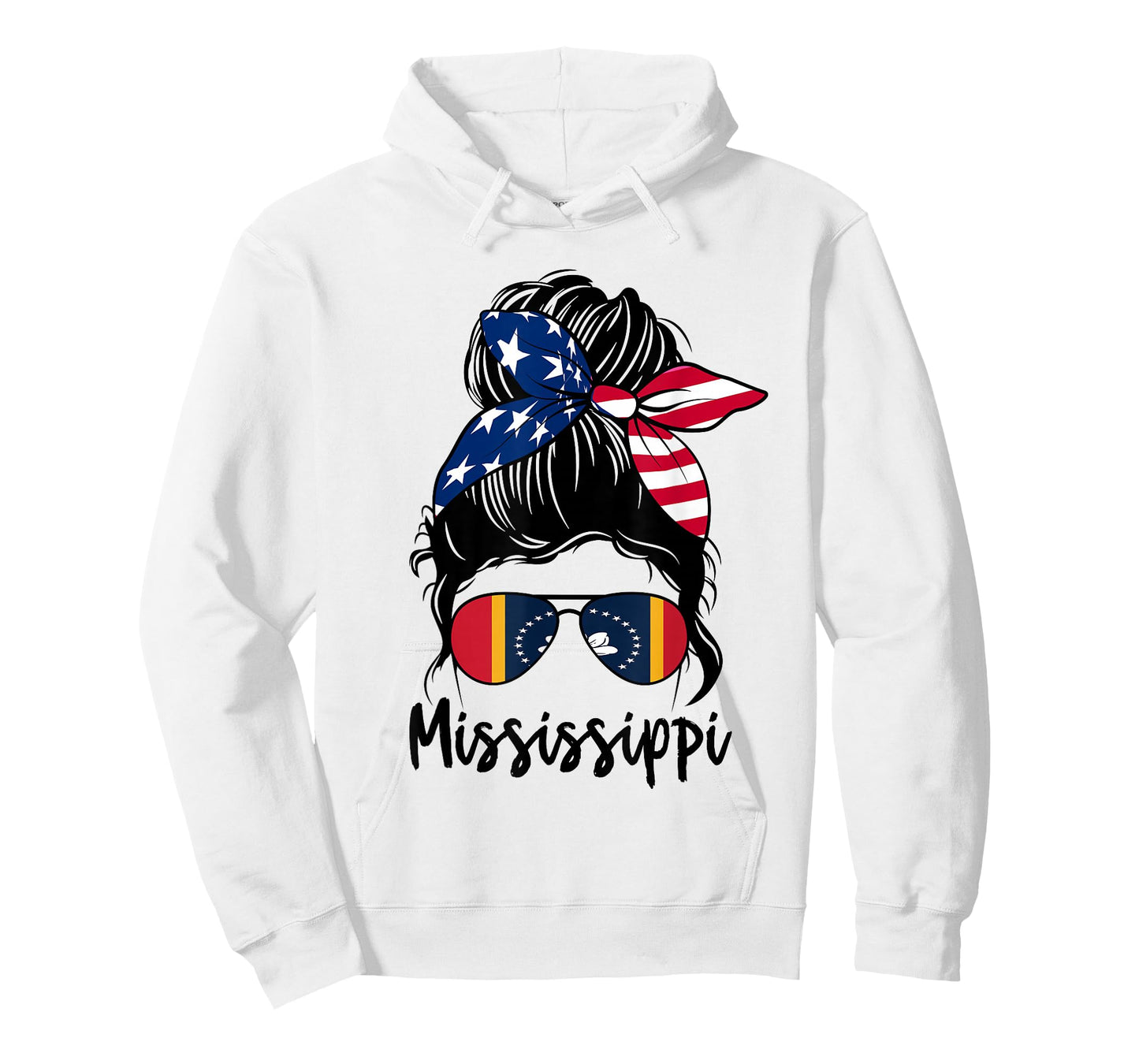Mississippi Girl Mississippi Flag State Girlfriend messy bun T-Shirt