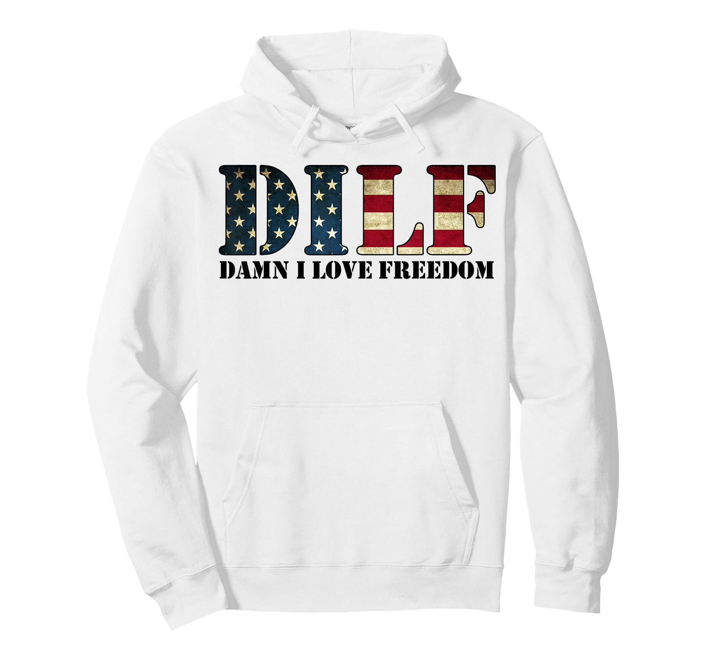 DILF Damn I Love Freedom Funny Patriotic USA Flag T-Shirt