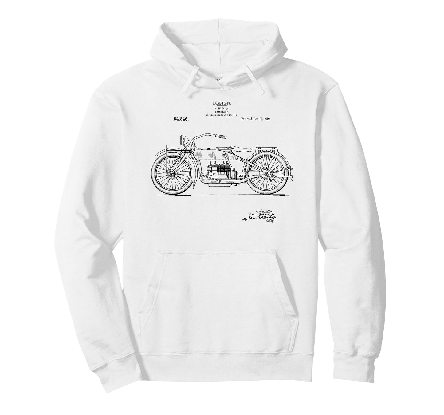 Classic Vintage Patent Print 1919 Motorcycle T-Shirt