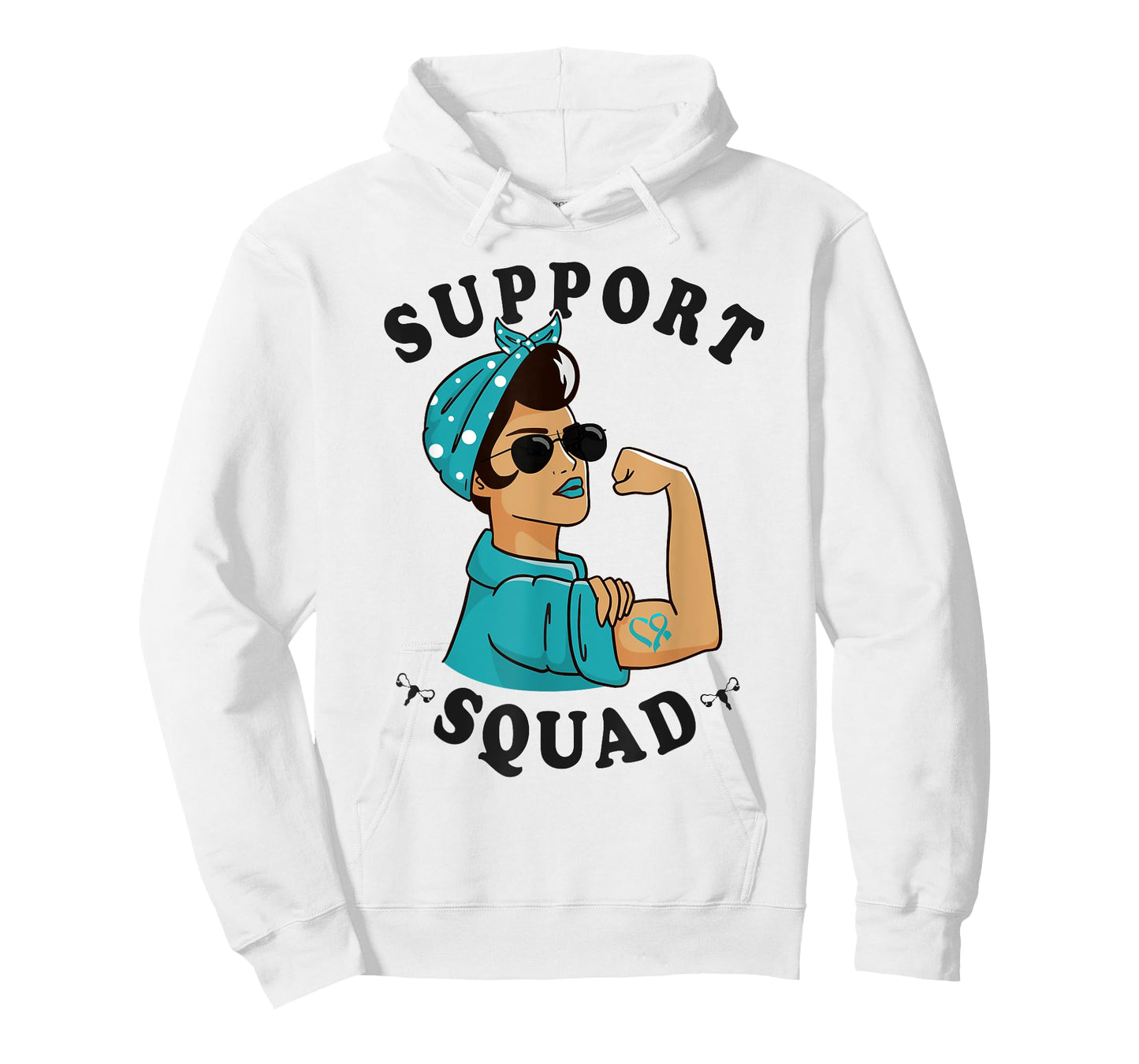 "Support Squad" Teal Ribbon Bandana Women Ovarian Cancer T-Shirt