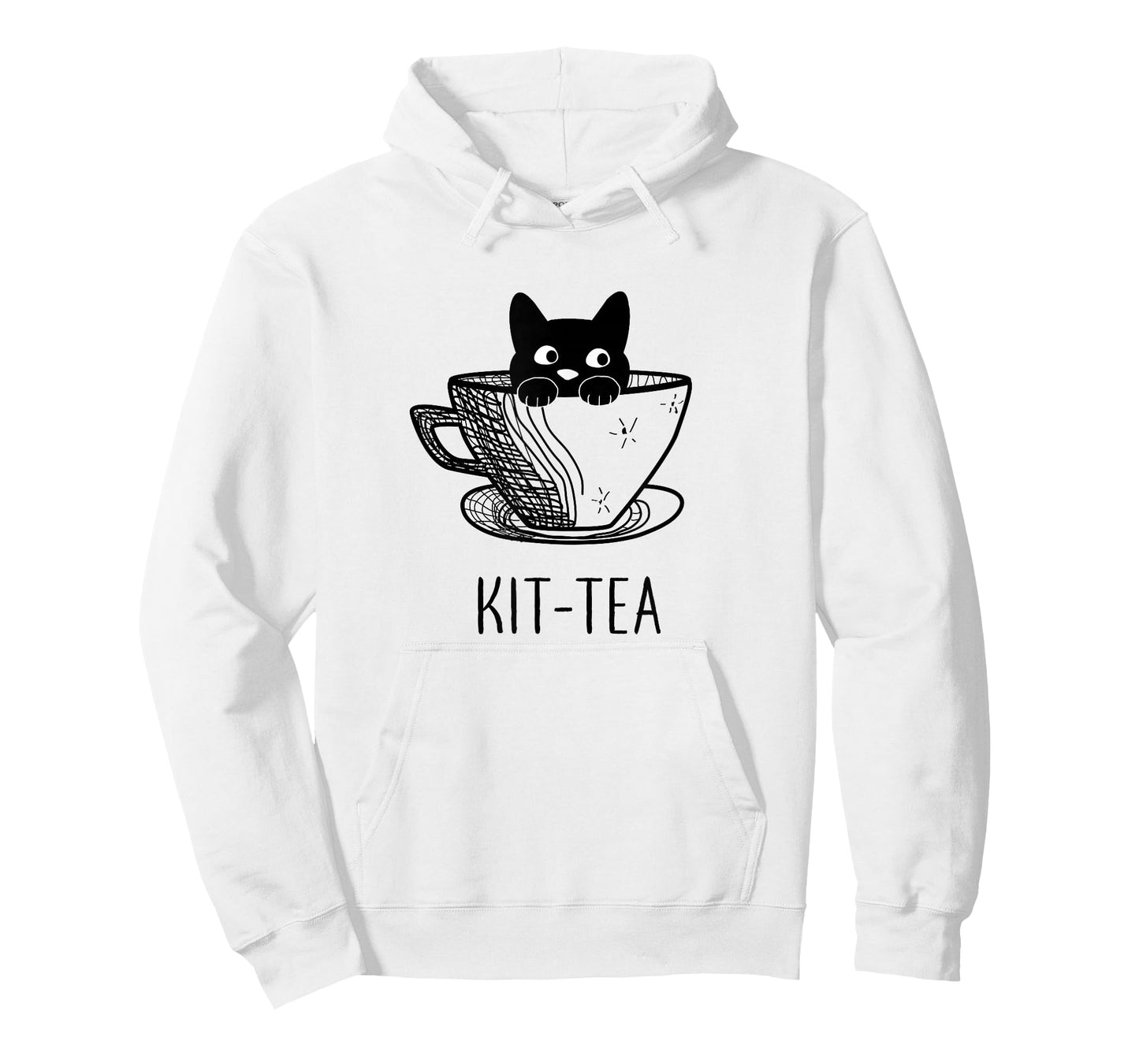 Funny Black Cat Kit-Tea Graphic T-Shirt
