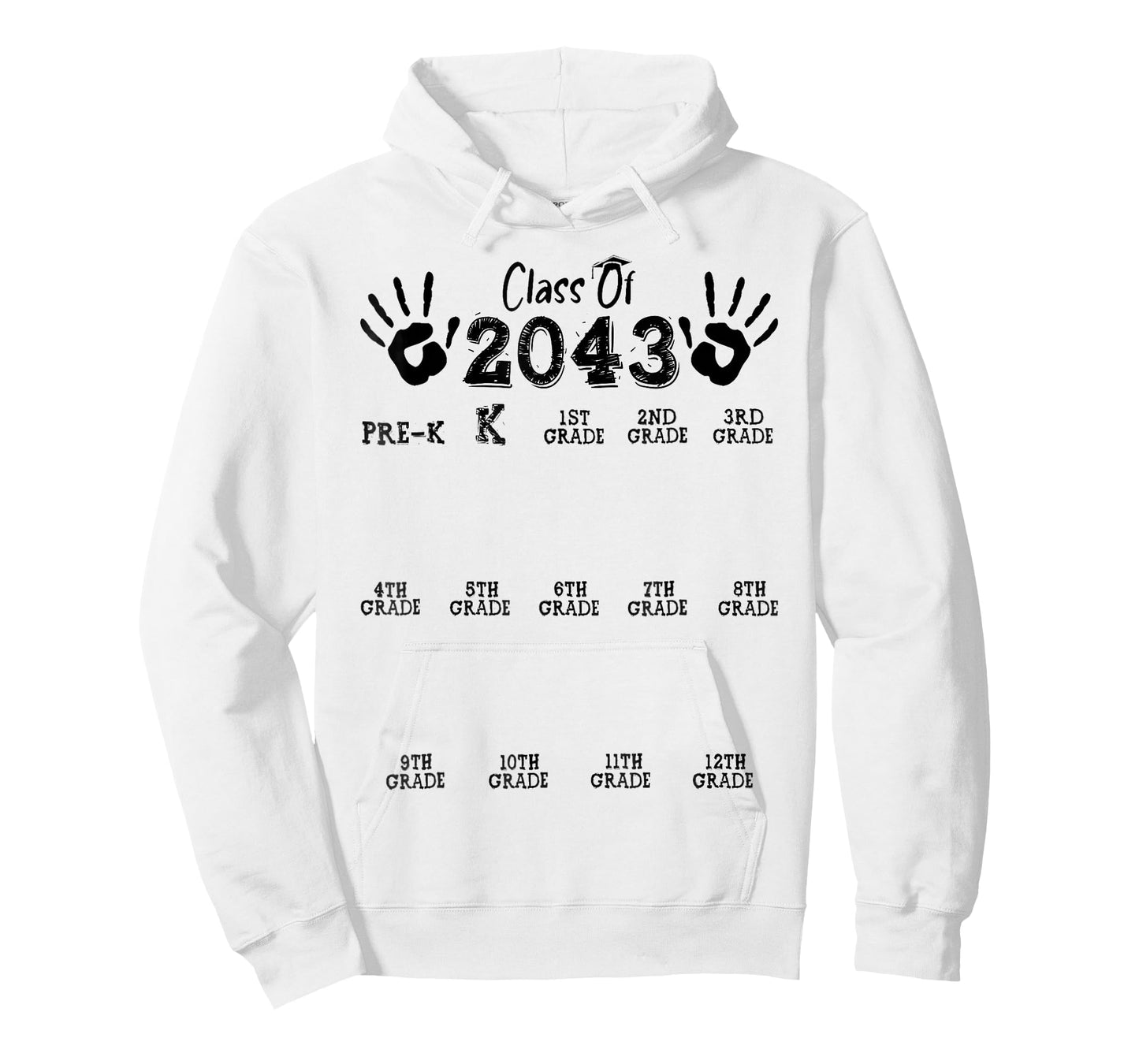 Class of 2043 Grow With Me Shirts Handprint Pre-K 12th Grade T-Shirt