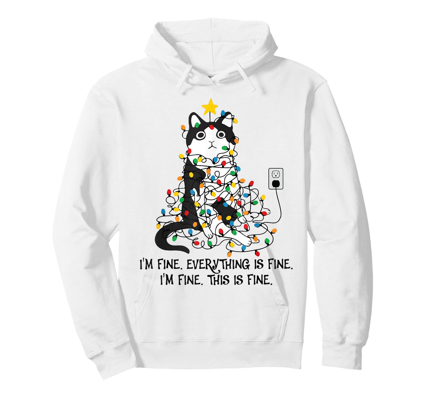 I'm Fine This Is Fine Everything Is Fine Black Cat Christmas T-Shirt