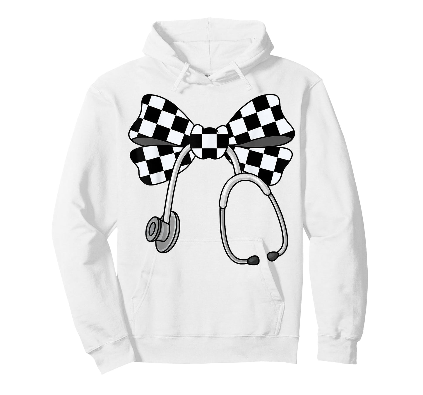 Checkered Coquette Nurse Stethoscope Bow Checkered Nurse T-Shirt