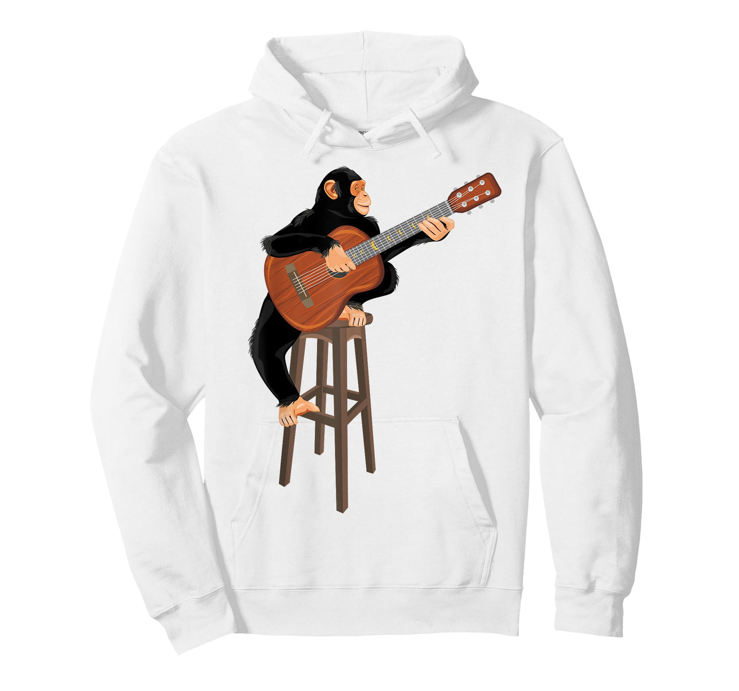 Chimpanzee playing acoustic guitar. Funny monkey T-Shirt