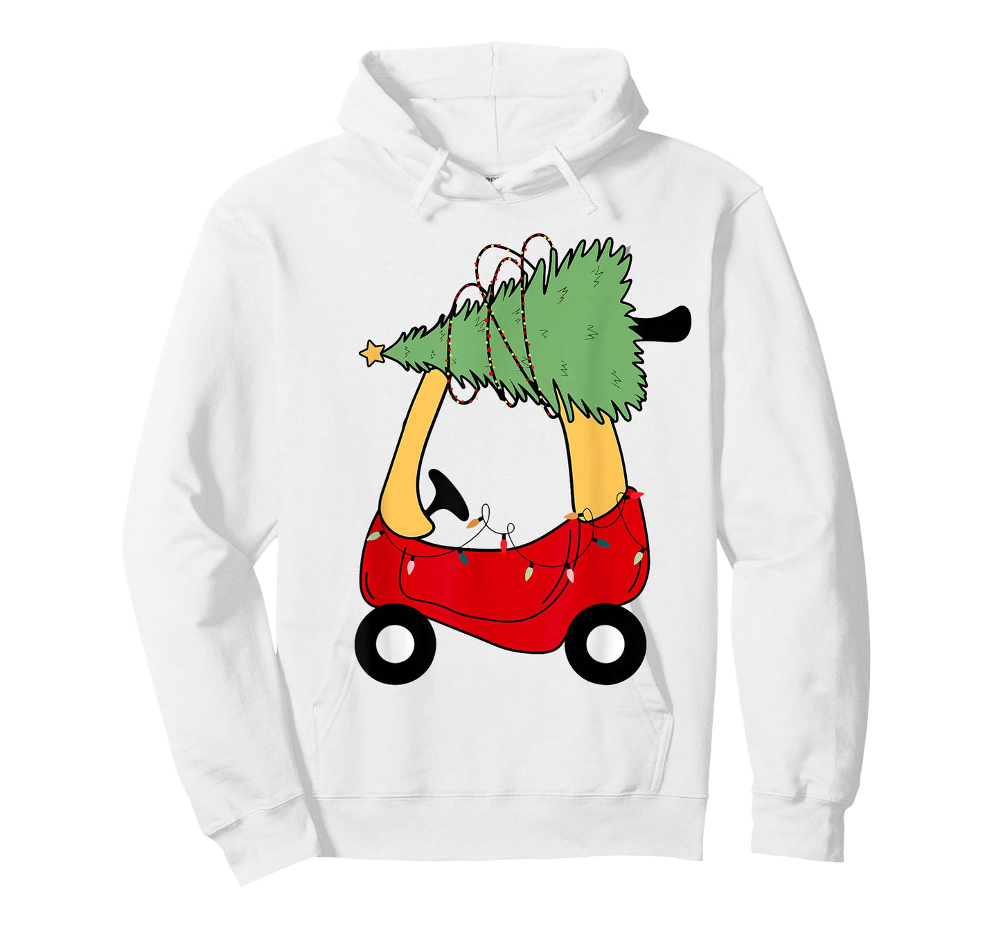 Retro Christmas Tree on Red Car Boys Girls Kids Xmas Holiday T-Shirt