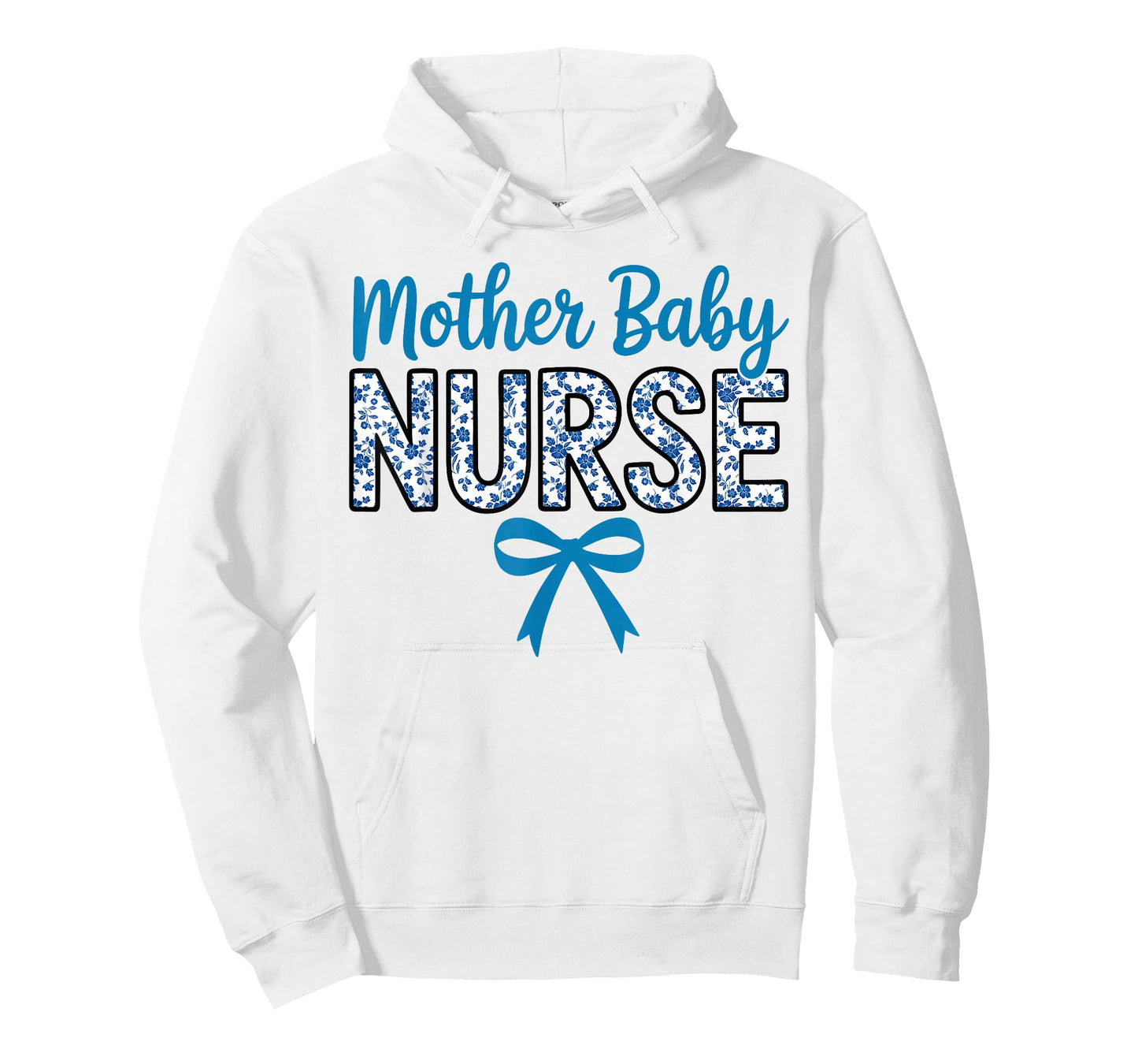 Cute Nurse Coquette Blue Bow Postpartum Nurse Mother Baby T-Shirt