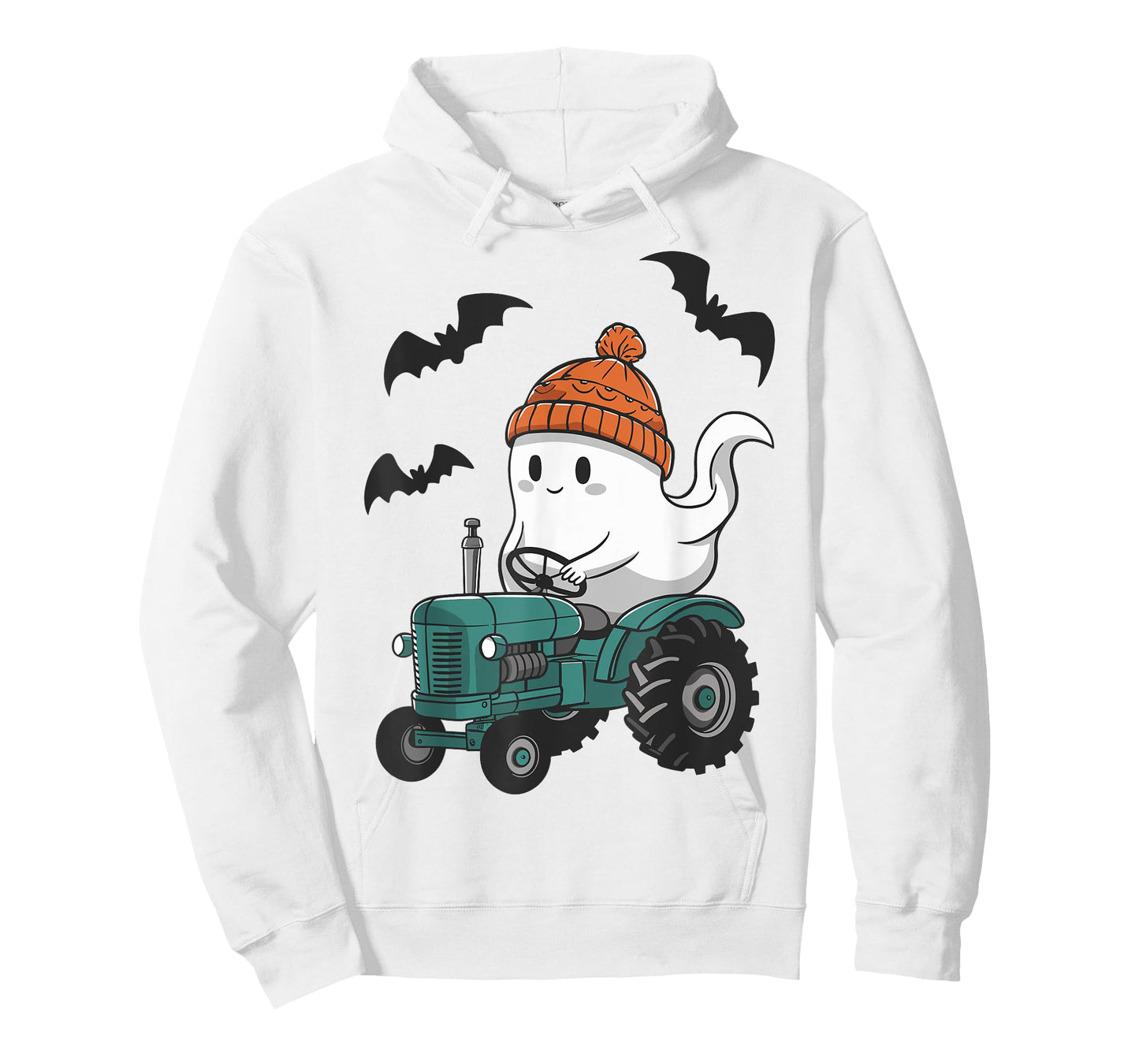 Cute Ghost Riding Tractor Lovers Spooky Halloween Farmer T-Shirt