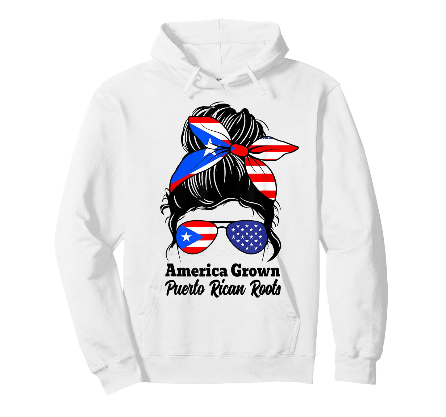 American Grown Puerto Rican Roots messy bun boricua pride T-Shirt