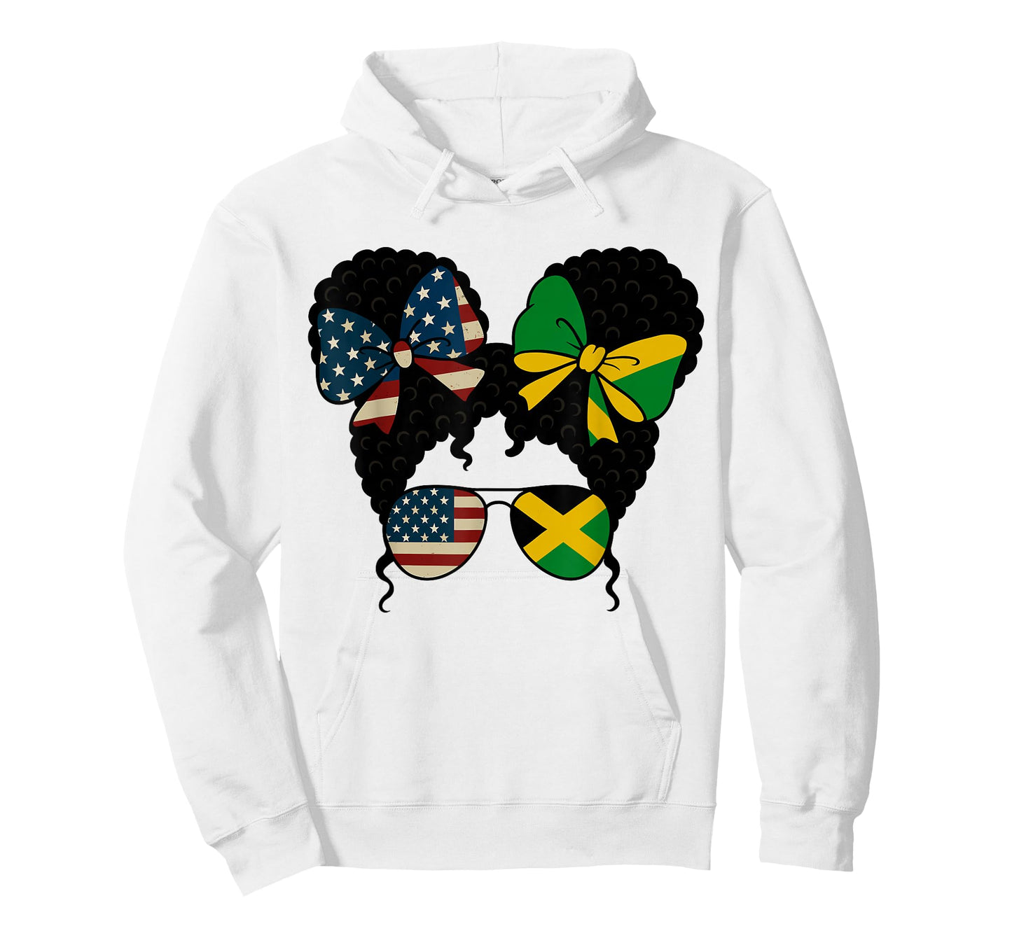 Half American Jamaican Girl Afro Hair USA Jamaica Flag T-Shirt