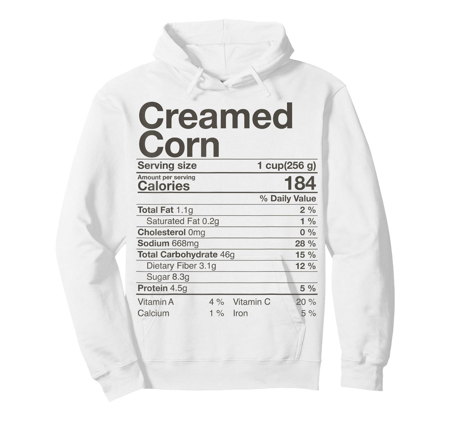 Creamed Corn Nutrition Facts Thanksgiving Gift Christmas T-Shirt