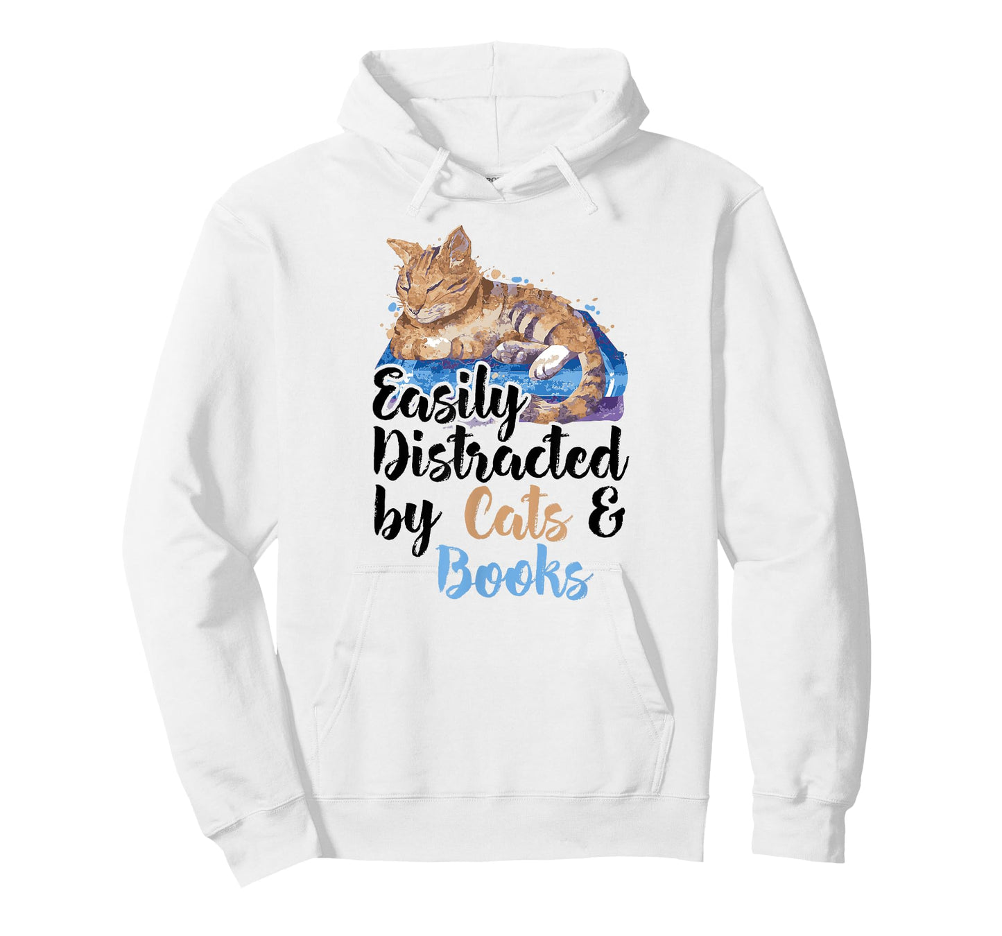 Easily Distracted by Cats And Books for Cat Lovers Men Women Kids T-Shirt