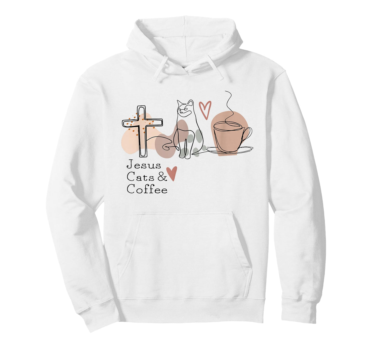 Jesus Cats and Coffee Minimalist Graphic Design T-Shirt