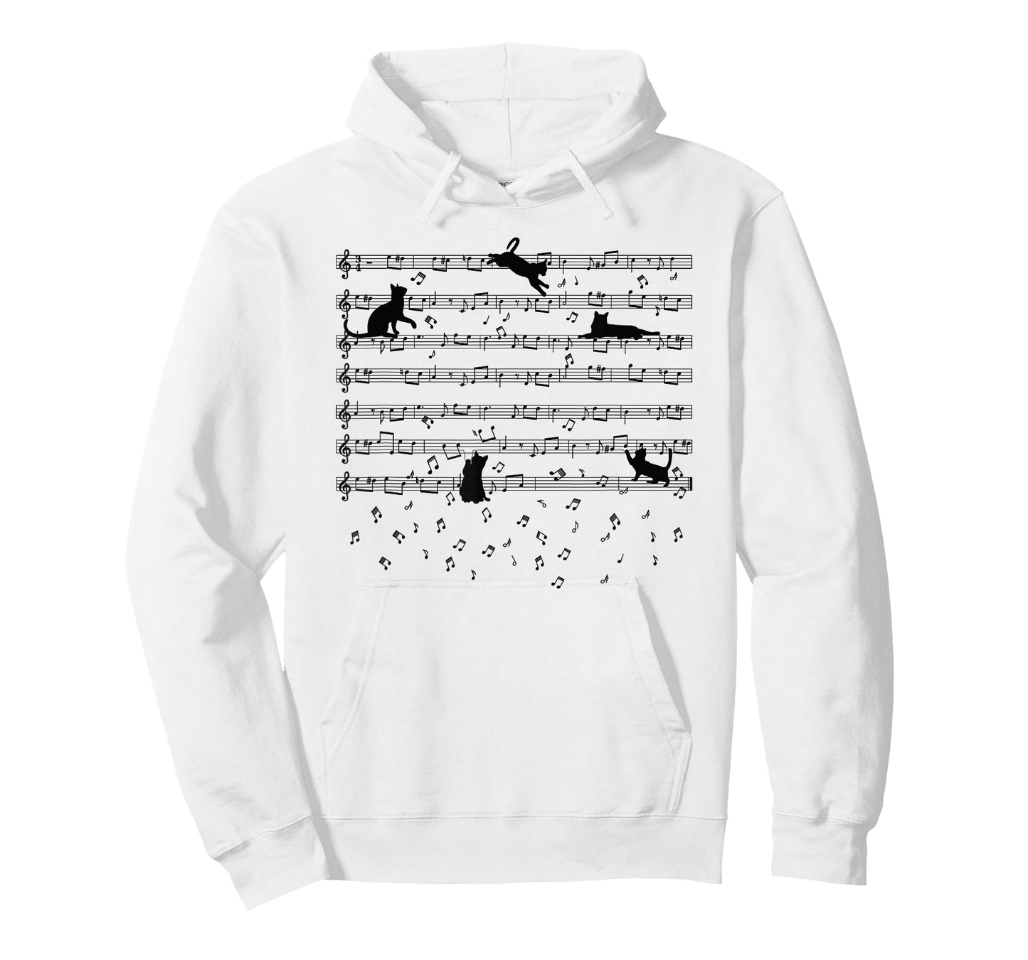 Cute Kitty Playing Music Note Clef Musician Music Cat Lover T-Shirt Small