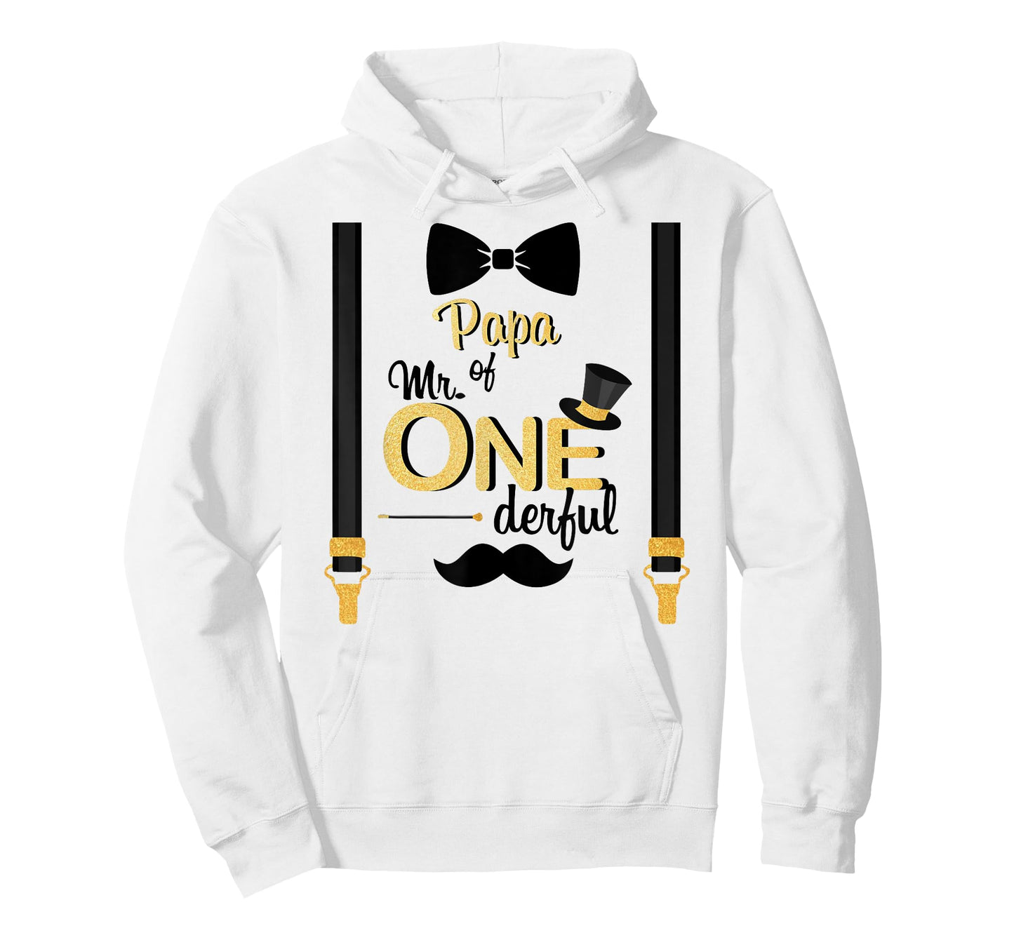 Papa Of Mr One-derful Party Gold-Black Mustache 1st Birthday T-Shirt