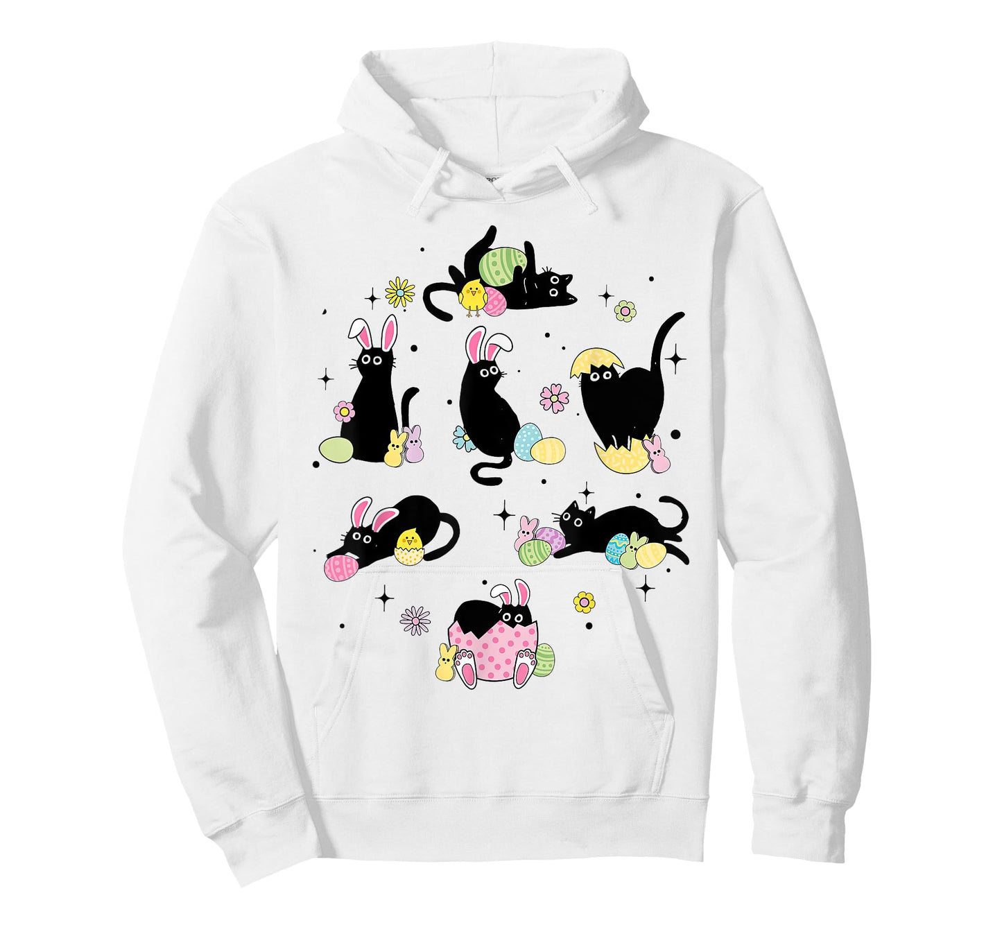 Black Cat with Bunny Eggs Happy Easter Day Matching T-Shirt