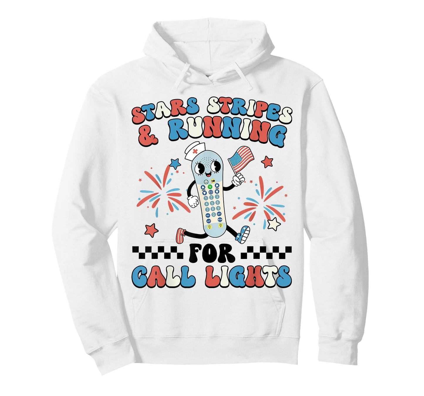 4th July ER Nurse Stars Stripes And Running For Call Lights T-Shirt
