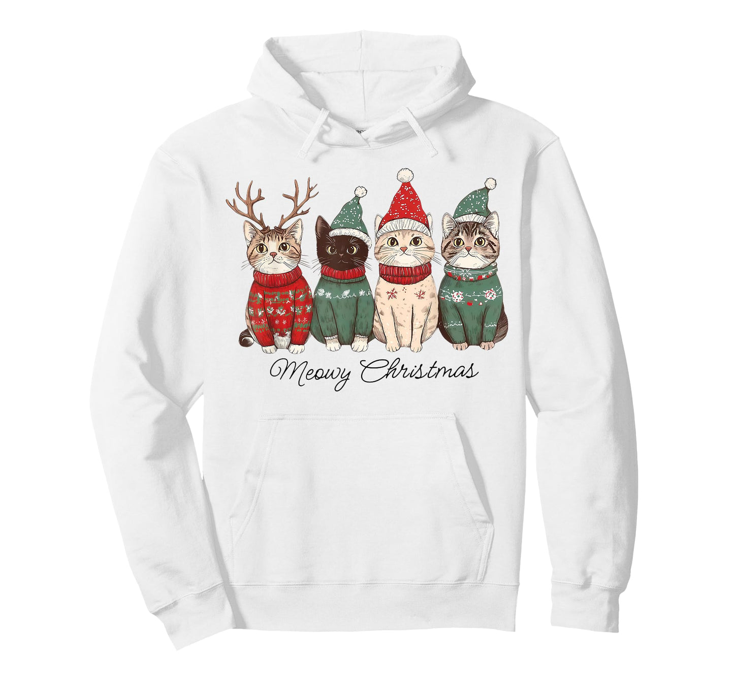 Meowy Catmas Cat Christmas Lights Xmas Pajamas Cat Lover T-Shirt