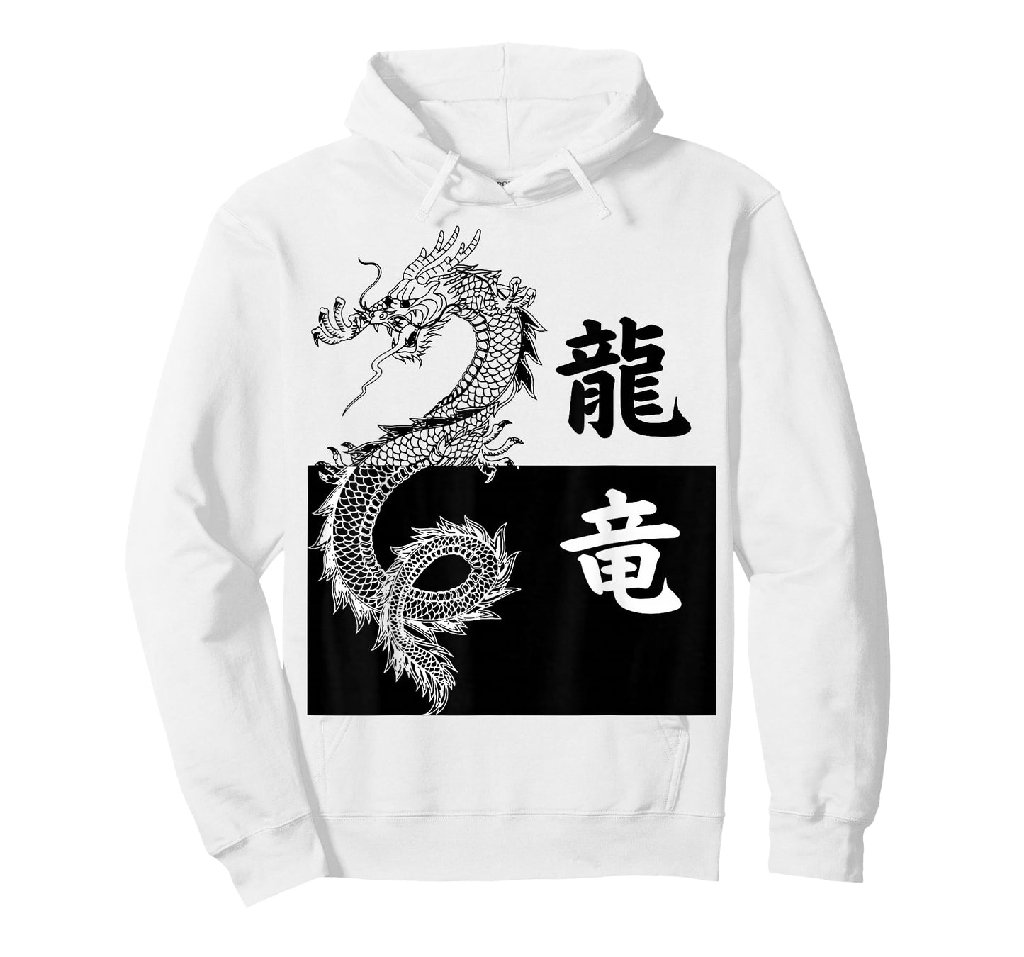 Japanese Tokyo Dragon Asian Aesthetic Black & White Kanji T-Shirt