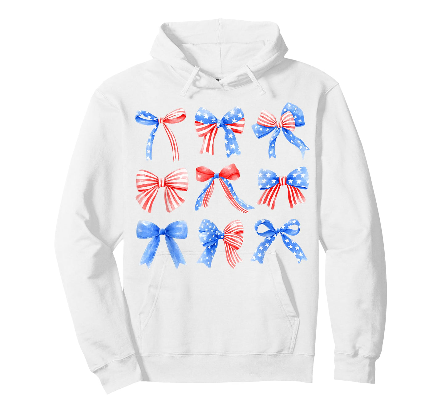 Coquette Bows Red White Blue USA Flag 4th of July Women Girl T-Shirt