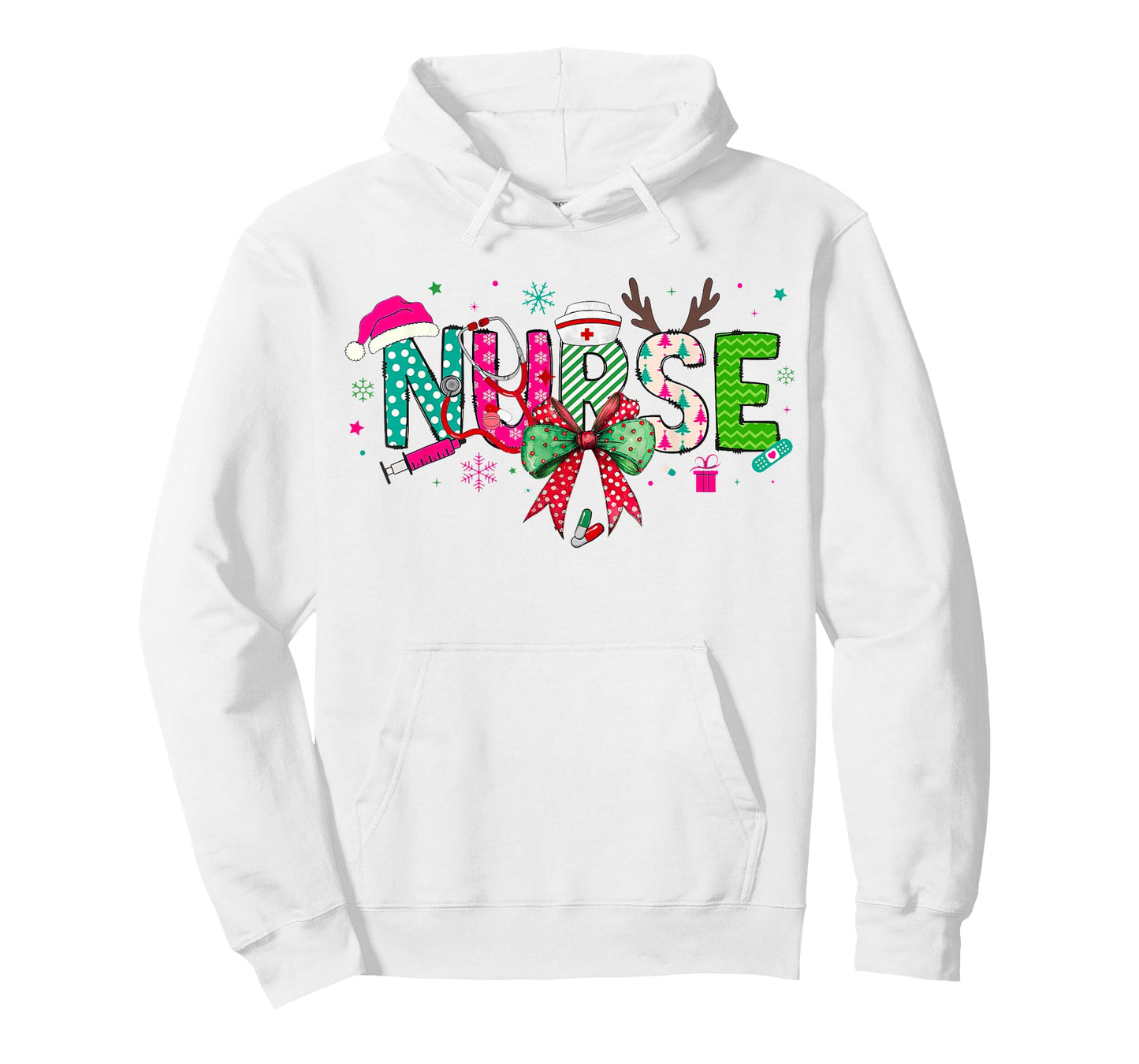 Christmas Nurse Stethoscope Xmas Coquette Bow Nursing School T-Shirt