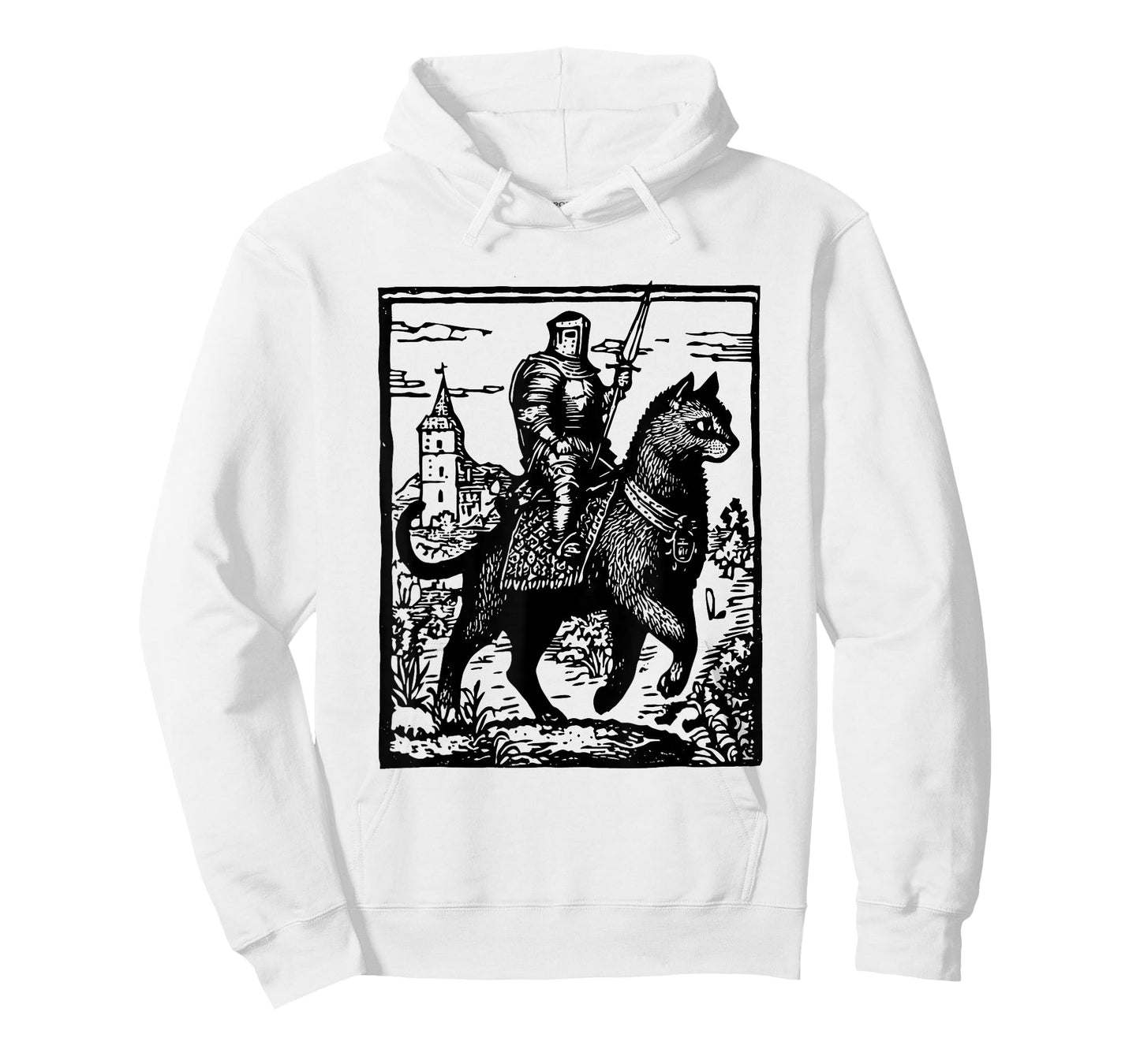 Knight Cat Rider Funny Retro 90s Dark Art Funny Cat Meme T-Shirt
