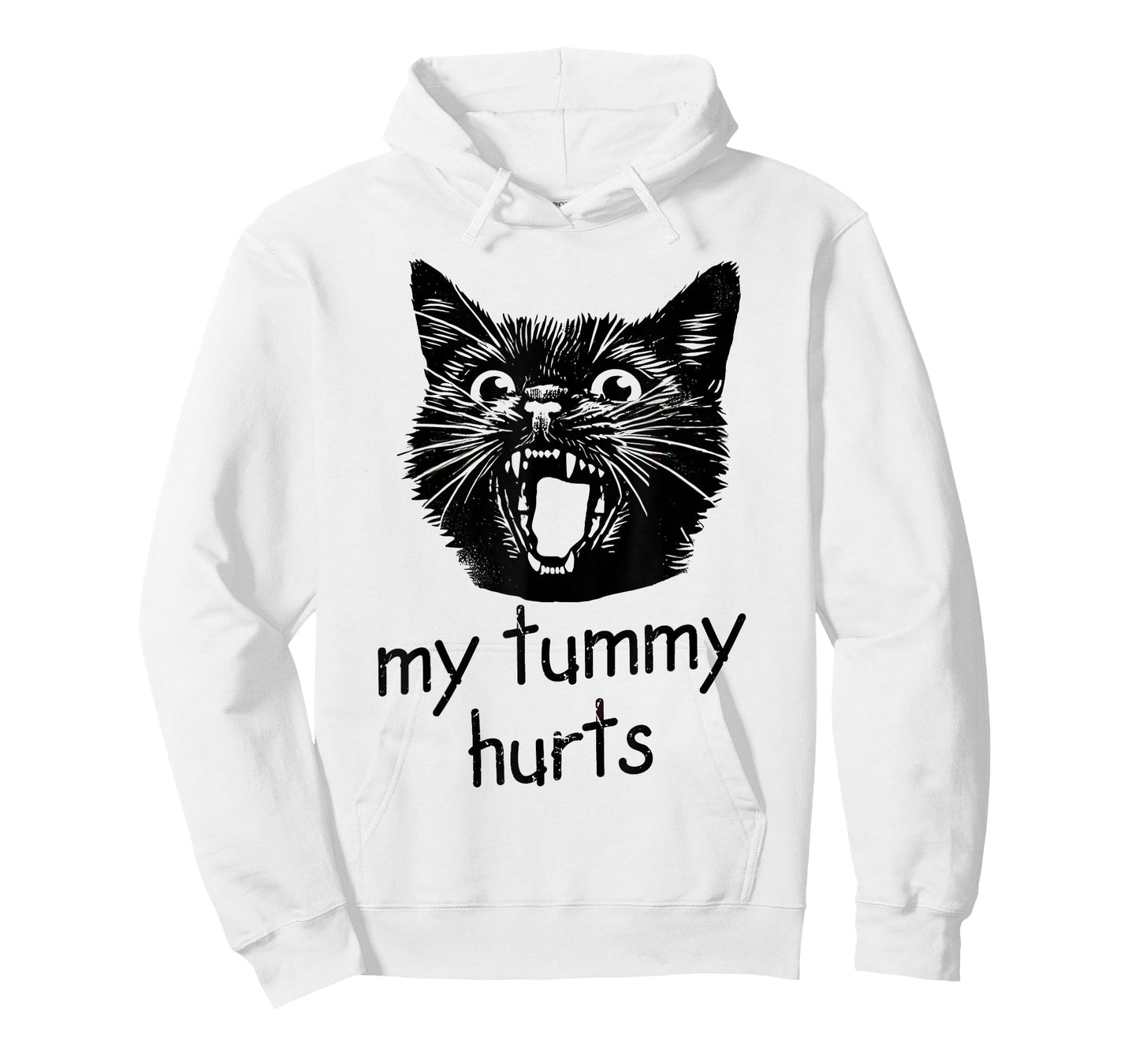 My Tummy Hurts Funny Black Cat Meme Stomach Ache IBS-C Joke T-Shirt for Men Women