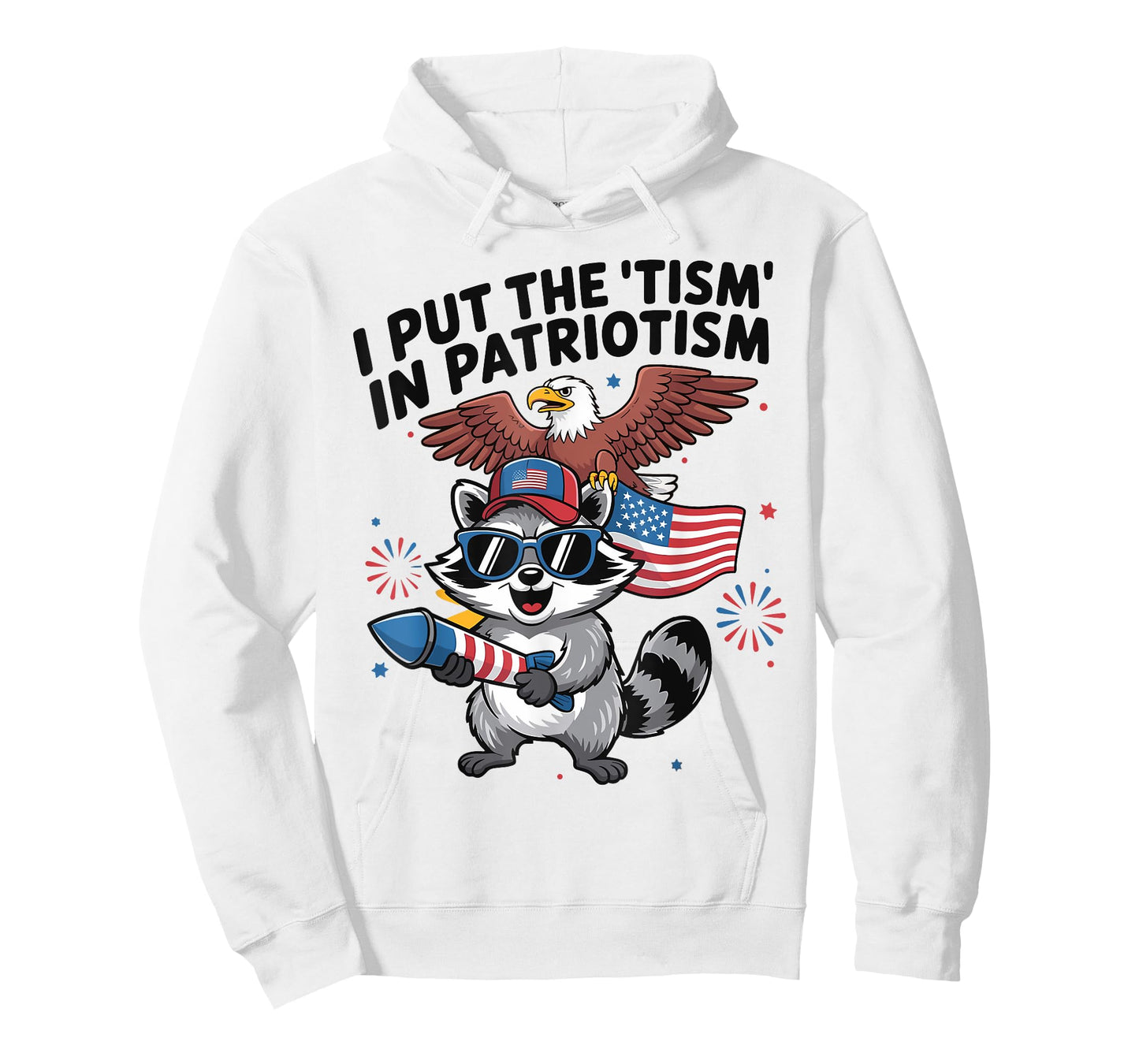 Funny Raccoon Retro I Put The Tism in Patriotism USA T-Shirt