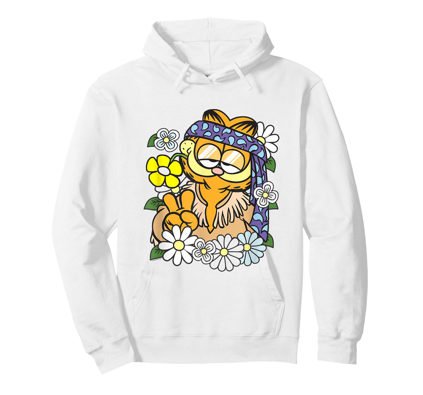 Garfield Hippie with Flowers Retro Cat Cartoon T-Shirt
