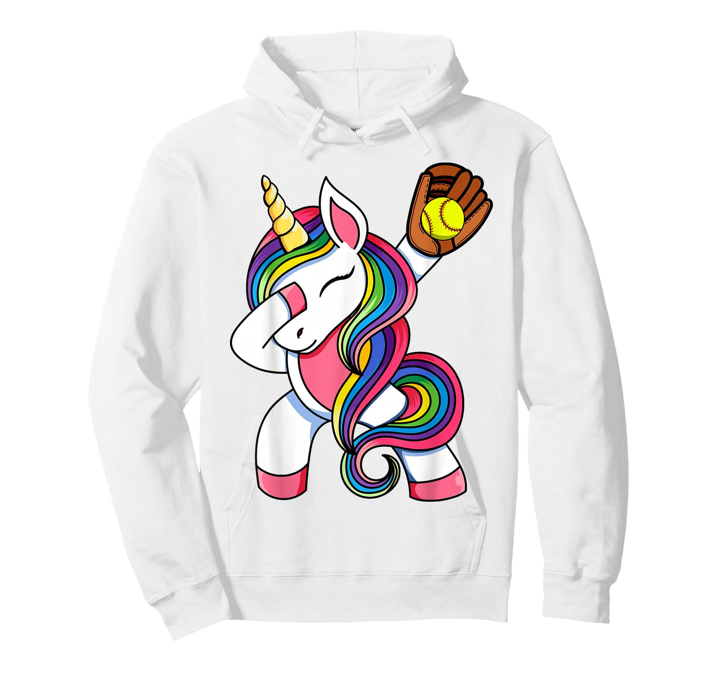 Girls Funny Dabbing Softball Unicorn Apparel, Youth Dab T-Shirt