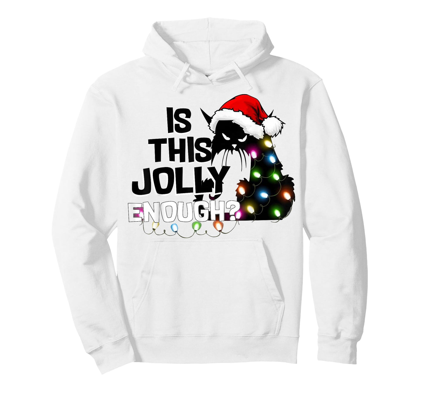 Is This Jolly Enough Funny Cat Christmas Light Men Women T-Shirt
