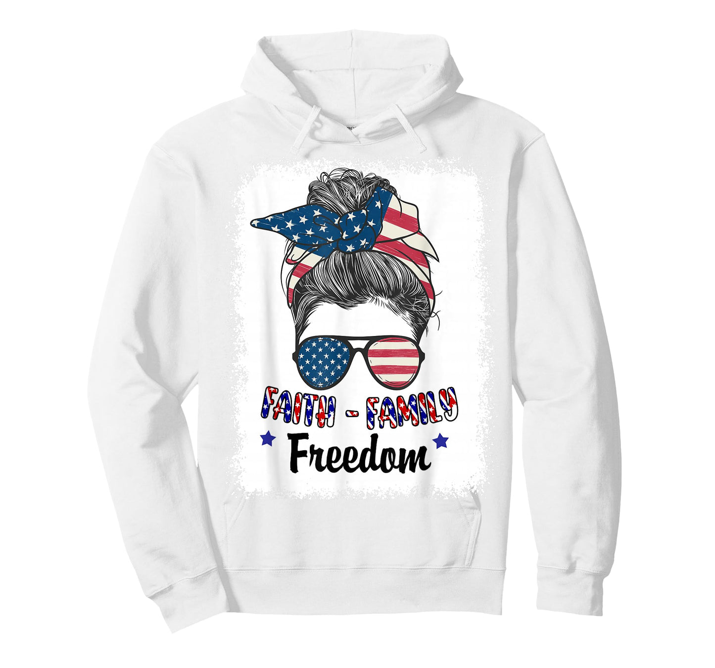 Women Faith Family Freedom Patriotic Christian Mom USA Flag T-Shirt