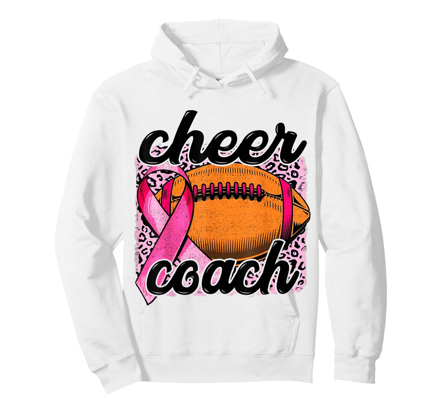 Cheer Coach Breast Cancer Football Pink Ribbon Awareness T-Shirt
