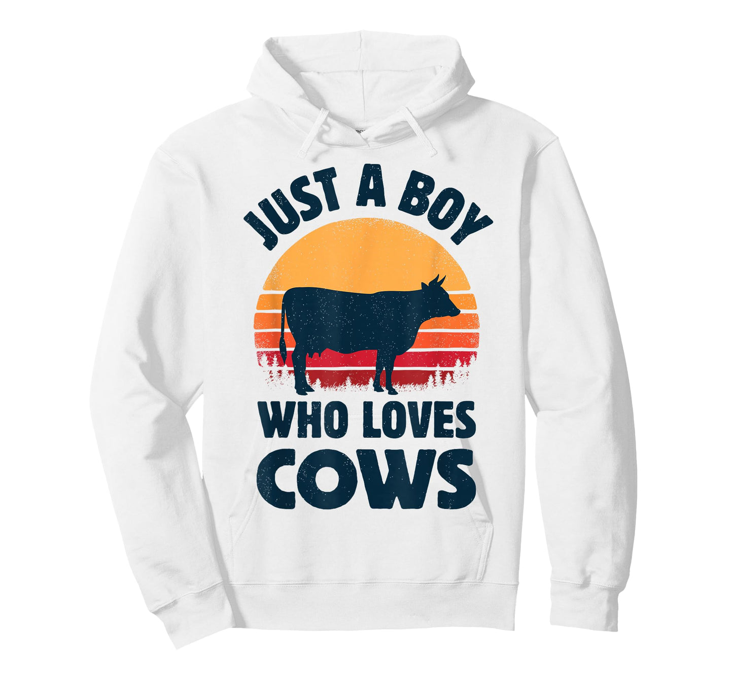 Cow Just A Boy Who Loves Retro Farm Animal Farmer Sunset T-Shirt
