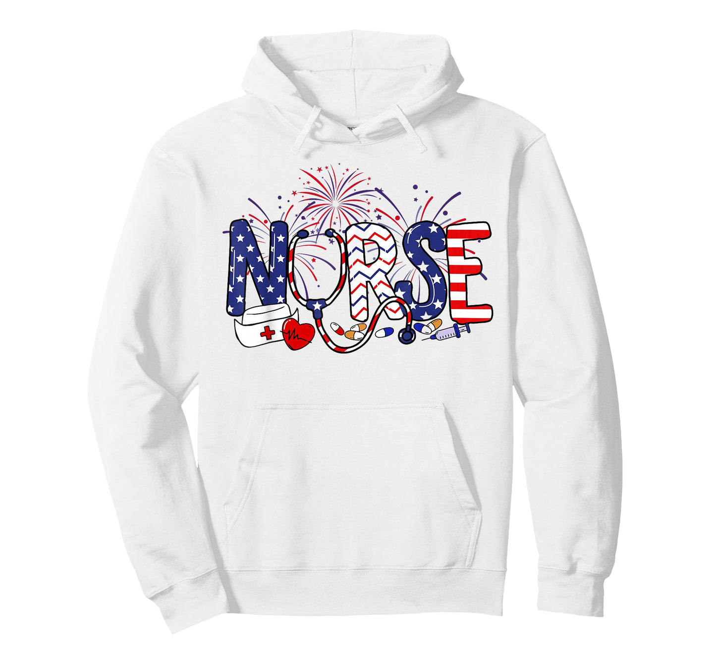 American Nurse 4th of July Nurse Stethoscope Nursing Womens T-Shirt