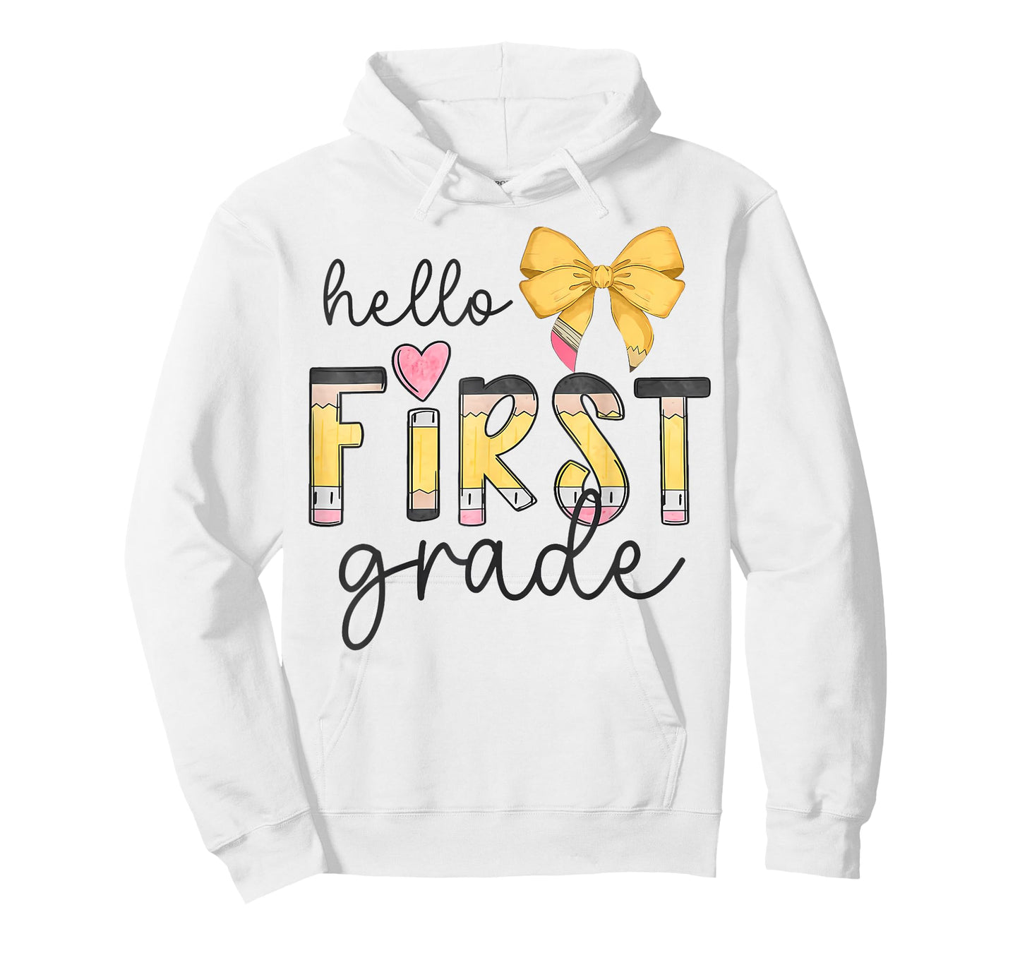 Hello First Grade Teacher Coquette Pencil Bow Back to School T-Shirt