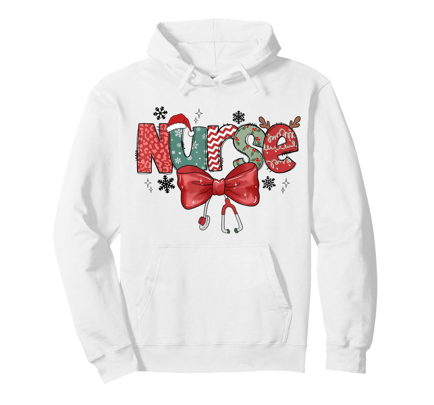 Christmas Nurse Coquette Bow Stethoscope Nursing Xmas Pjs T-Shirt