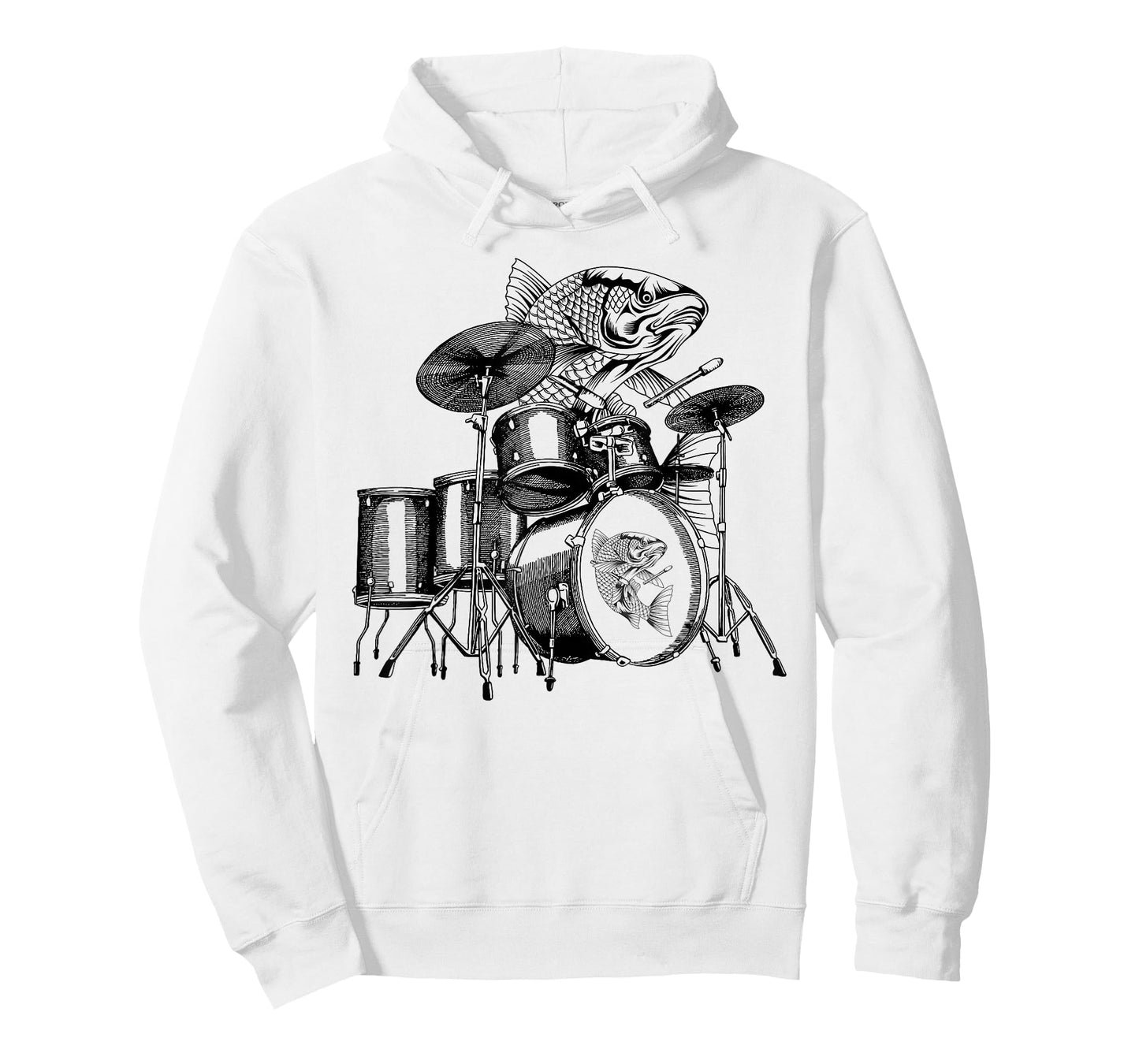 Fish Playing Drums Drummer Drumming Musician Band T-Shirt