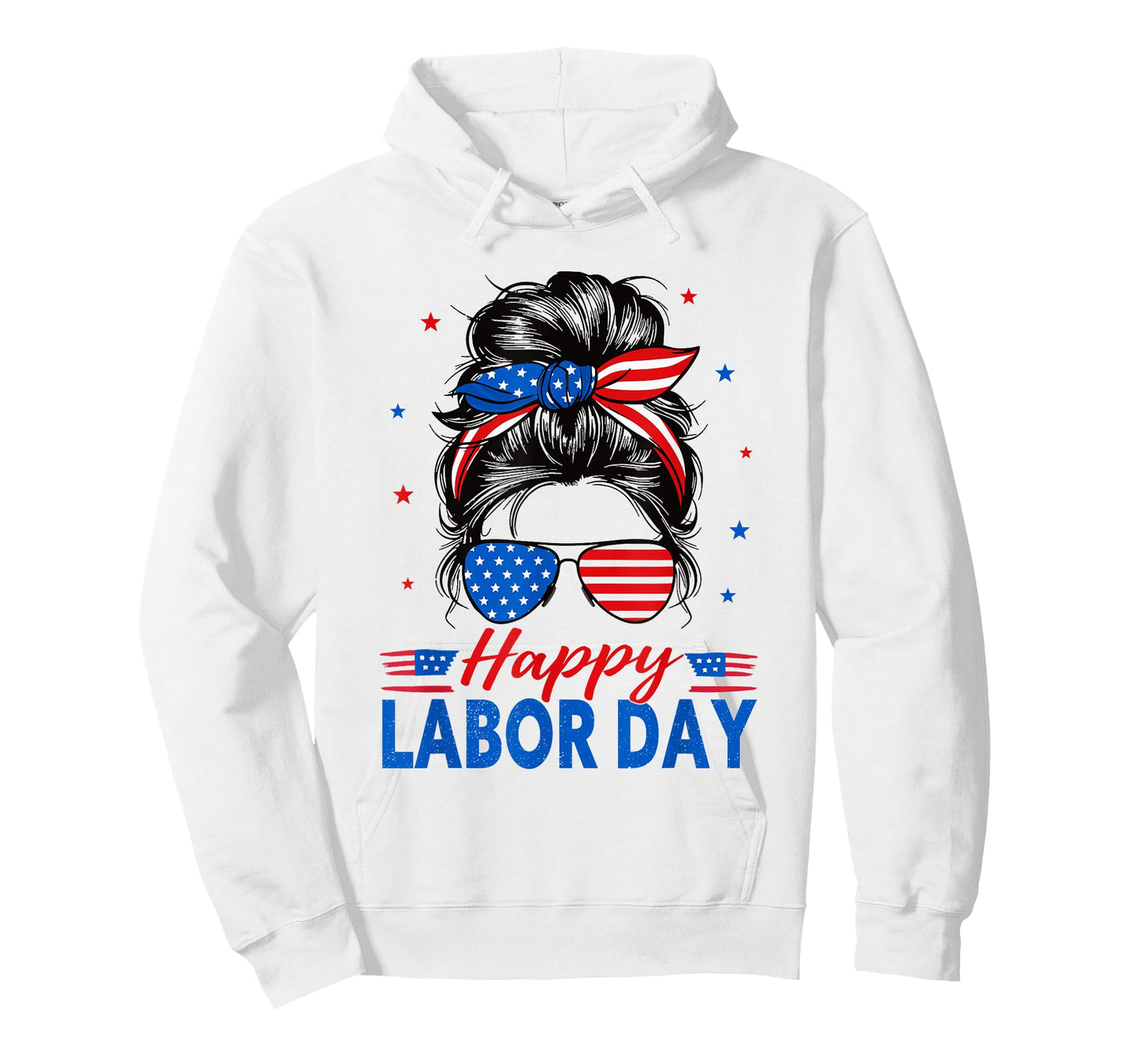 Happy Labor Day Shirt for Women Messy Bun Labor Day USA Flag T-Shirt