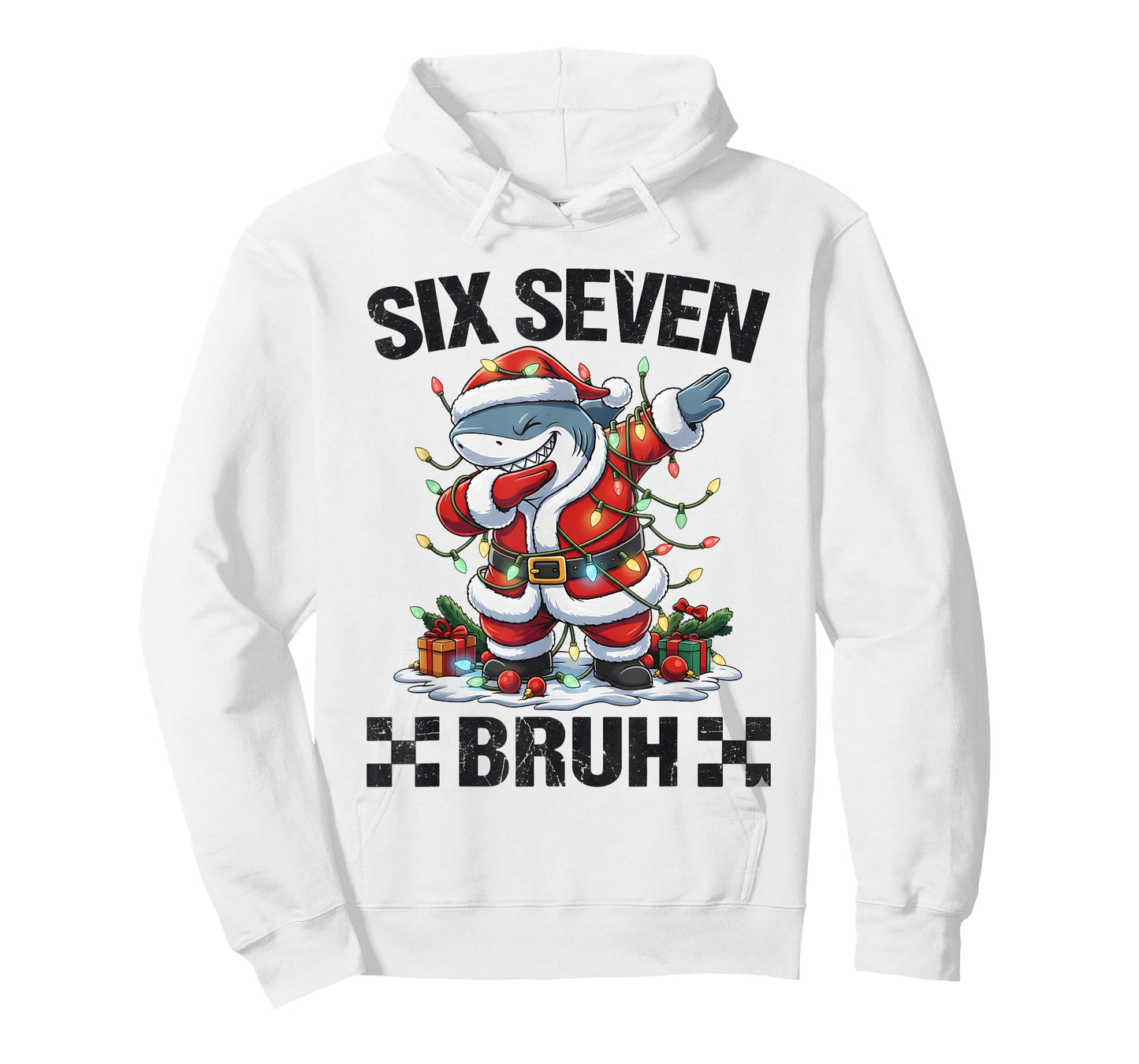 67 Six Seven Bruh Santa Shark 6 7 Meme Christmas Lights T-Shirt