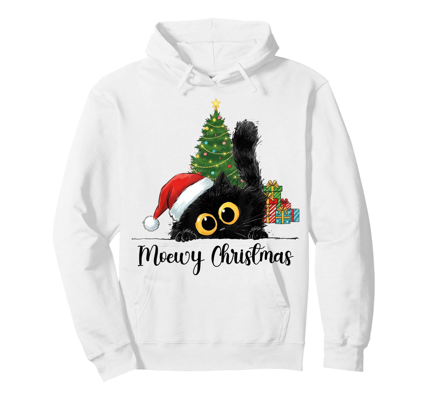 Moewy Christmas Cute Cat Santa Hat Xmas Women Girl T-Shirt